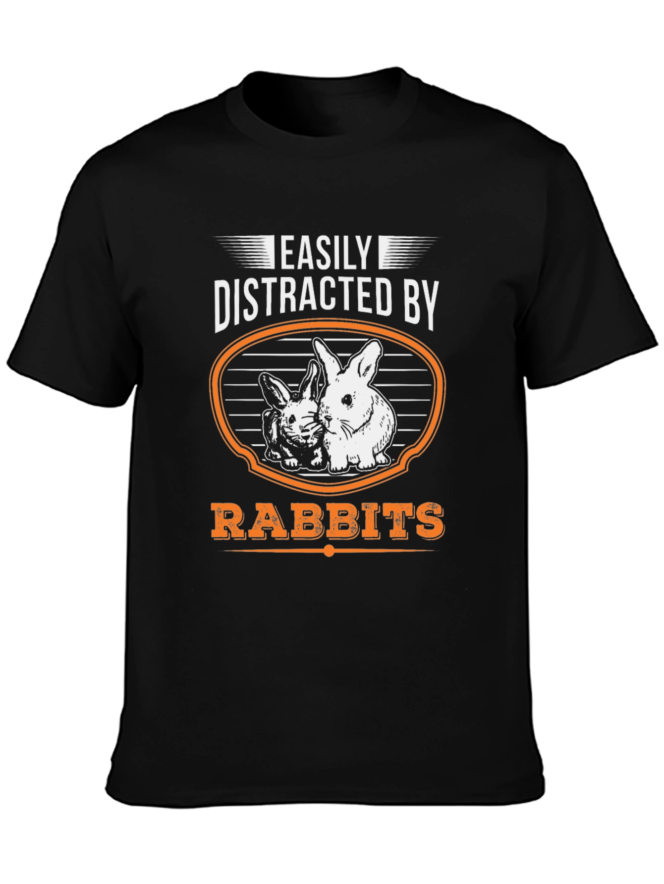 Black Easily Distracted By Rabbits Funny Graphic T-Shirt view 3
