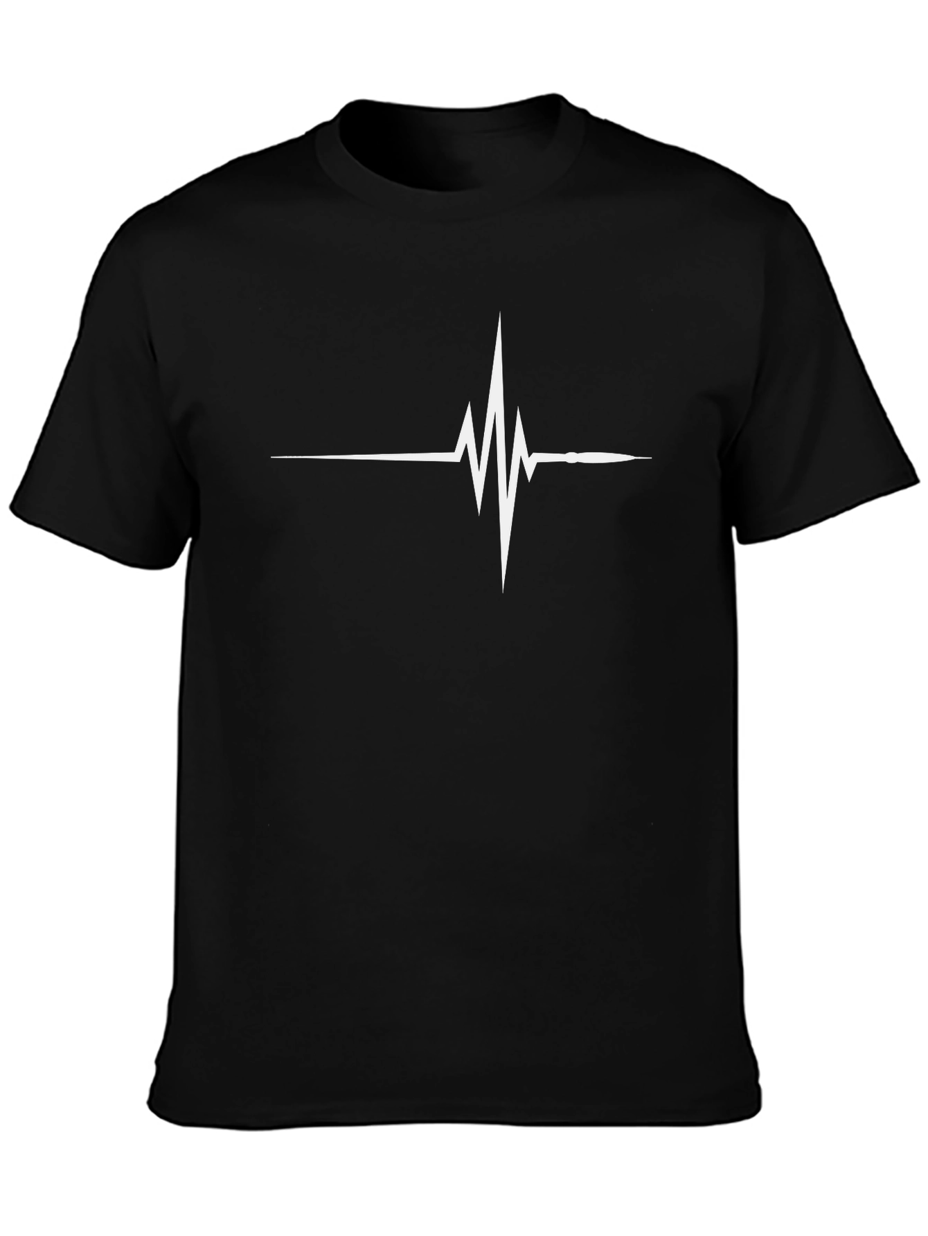 Black Heartbeat Graphic Tee - Black Cotton T-Shirt view 3