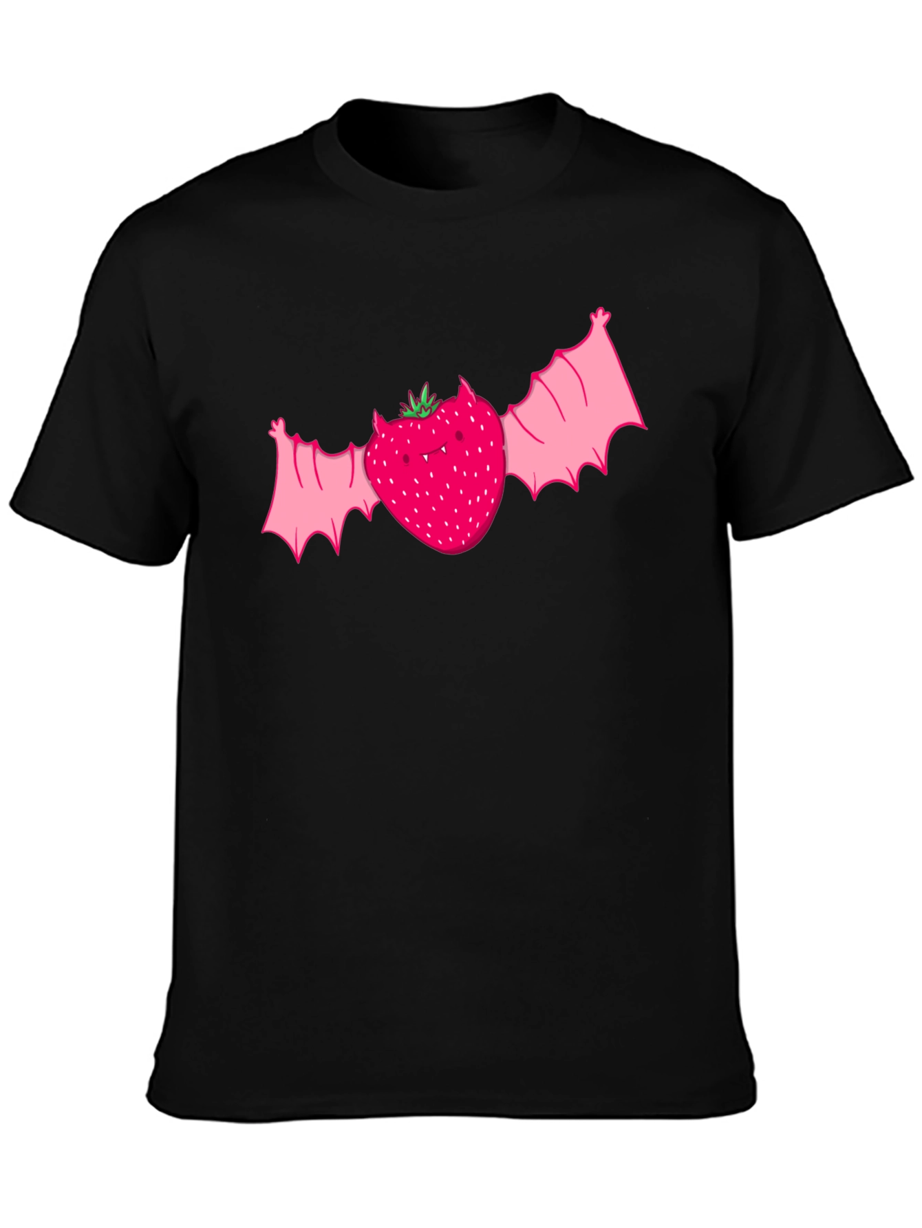 Black Strawberry Bat Graphic Tee - Unique Horror Style view 3