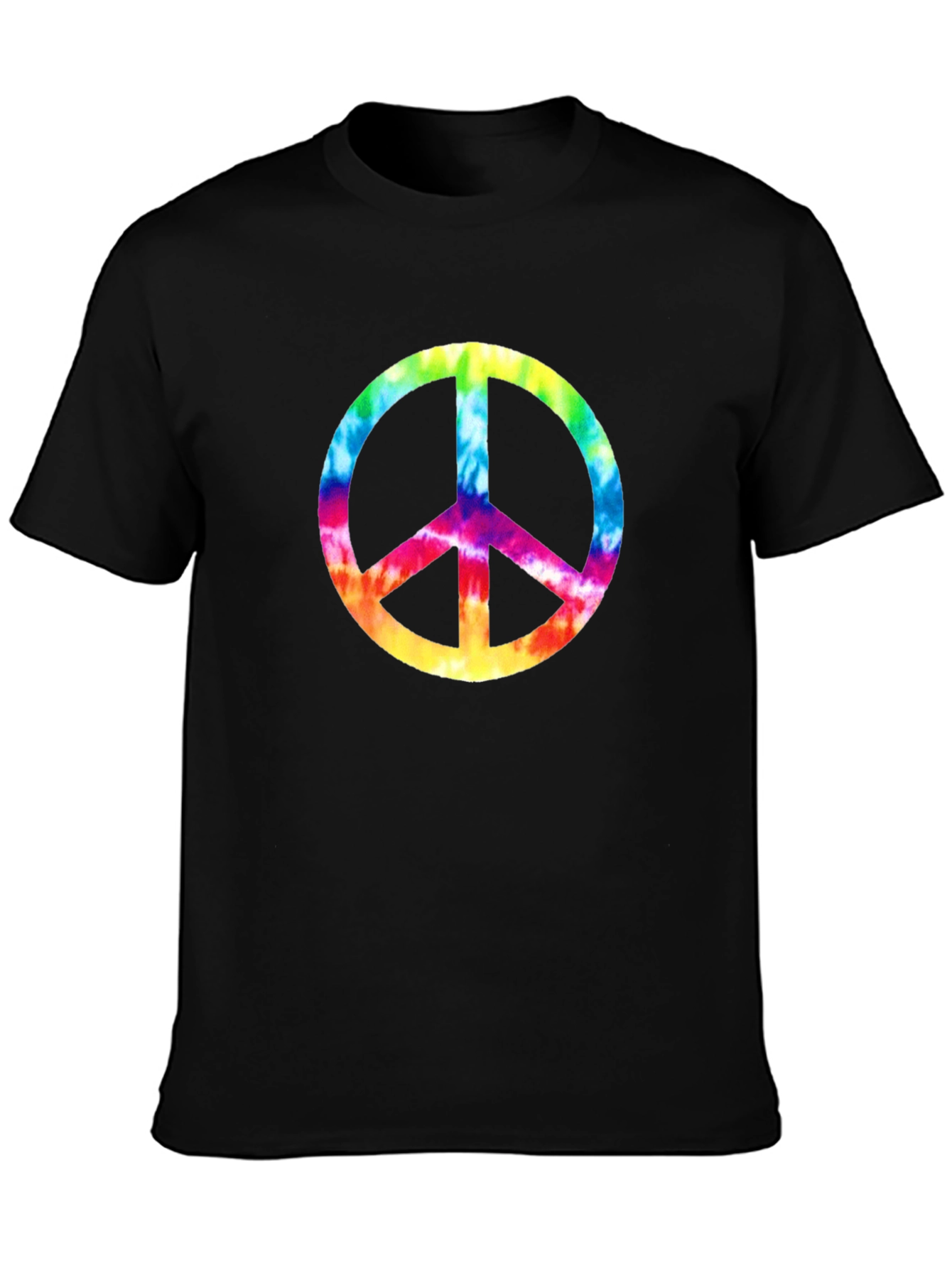 Black Tie-Dye Peace Sign Graphic Tee - Black Cotton Comfort view 3