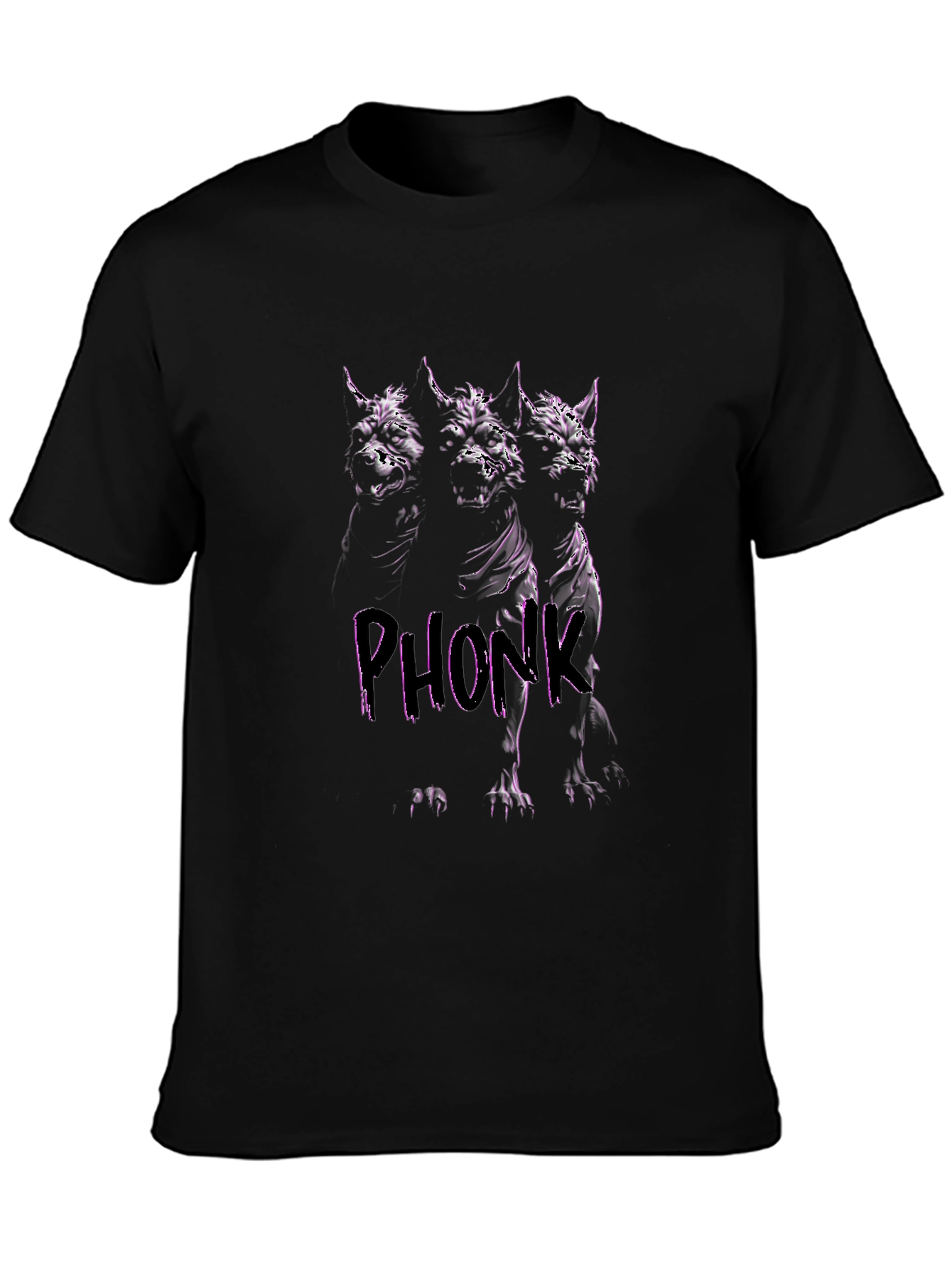 Black Phonk Cerberus Graphic T-Shirt view 3