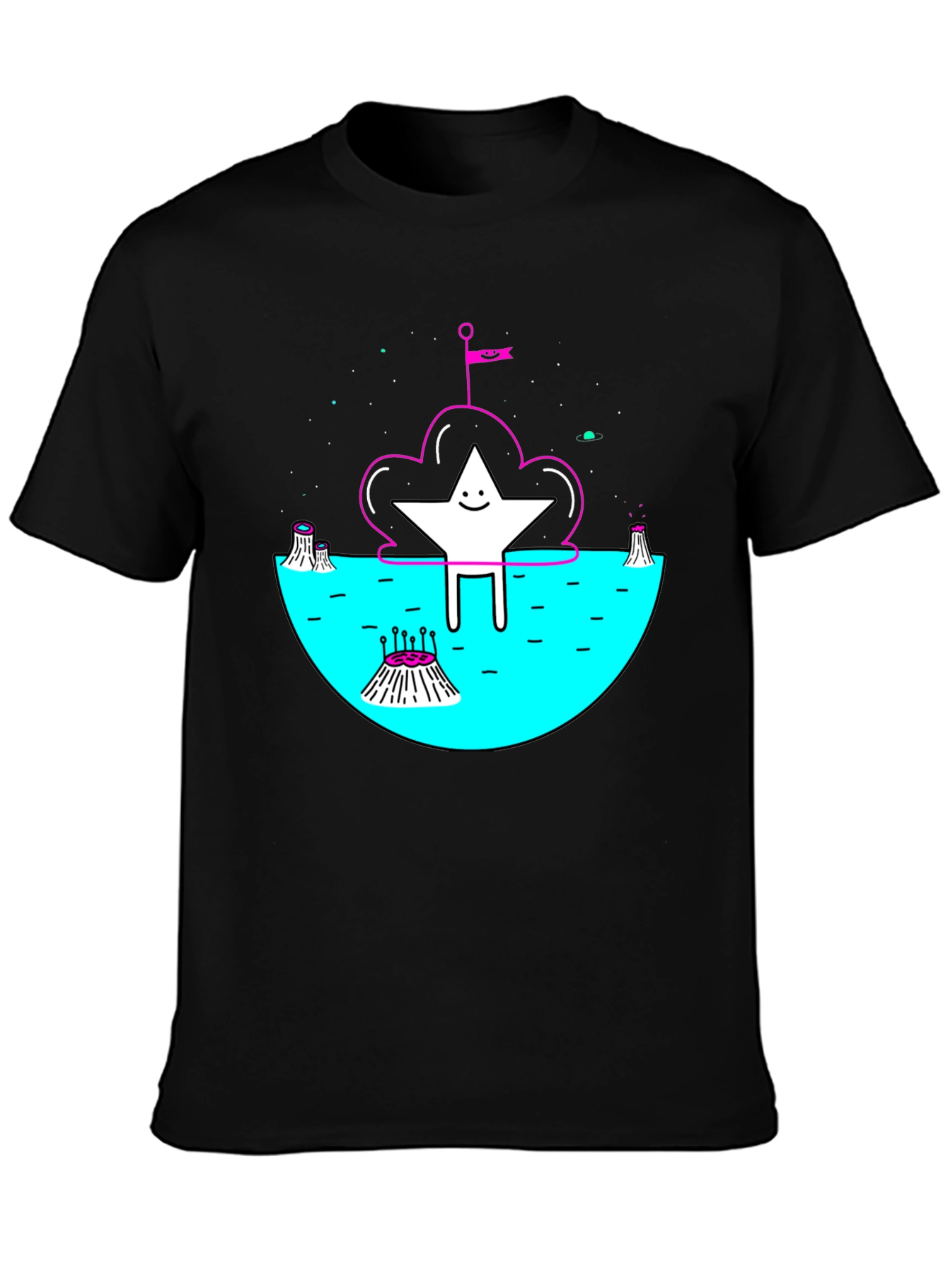 Black Cosmic Star Graphic Tee - Unique Design view 3