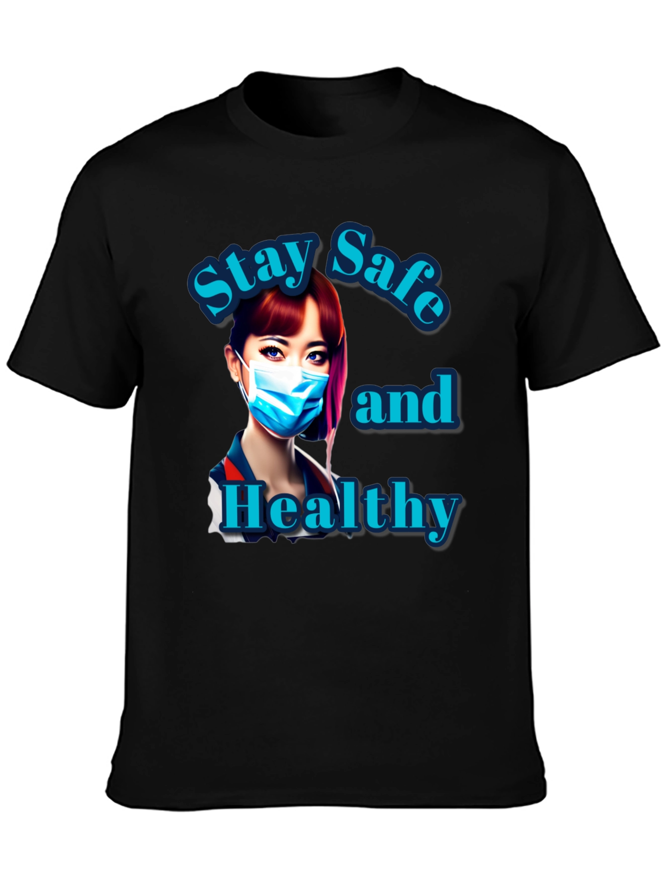 Black Stay Safe and Healthy Graphic Tee view 3