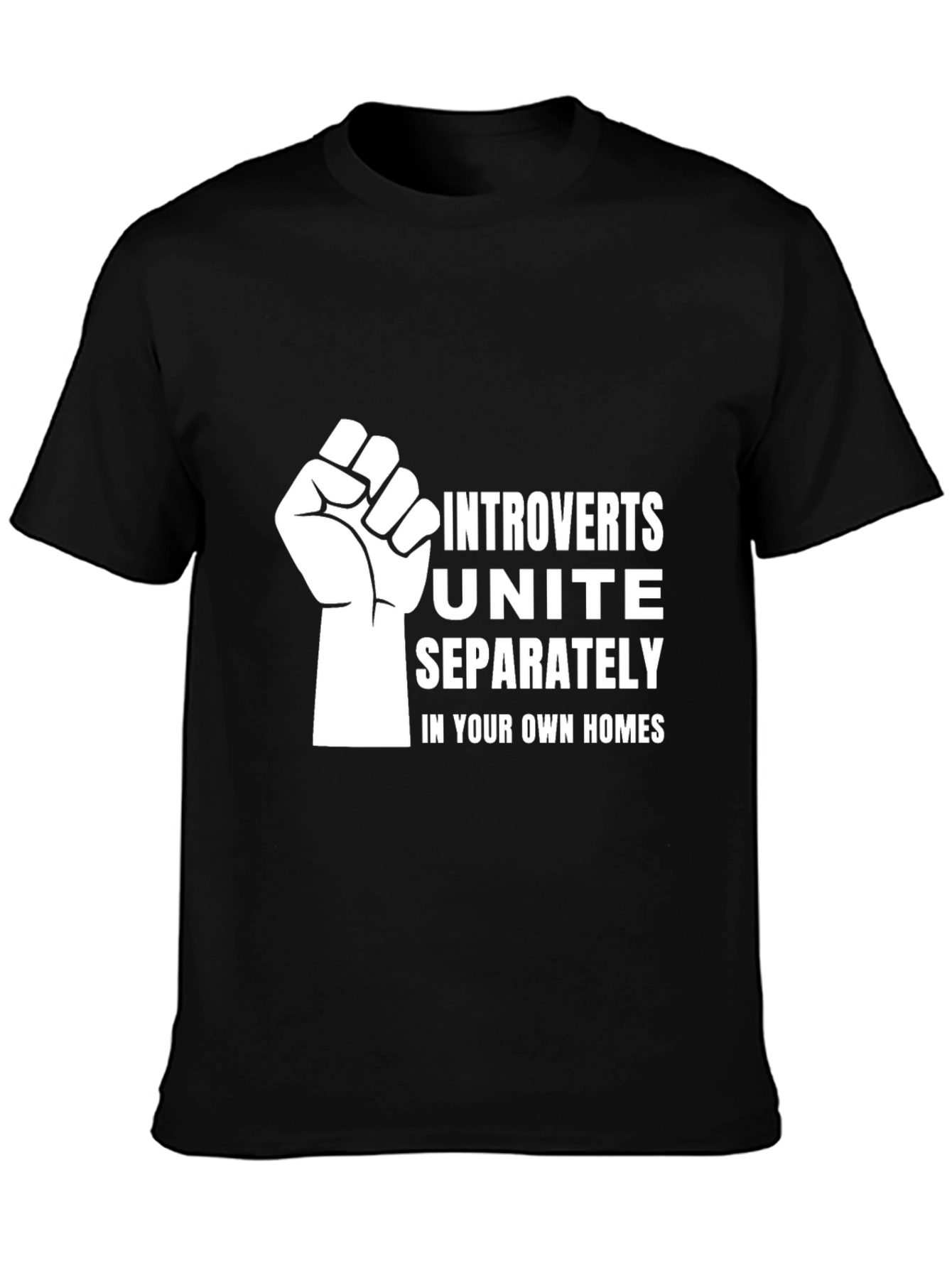 Black Introverts Unite Separately T-Shirt, Funny Slogan Tee view 3