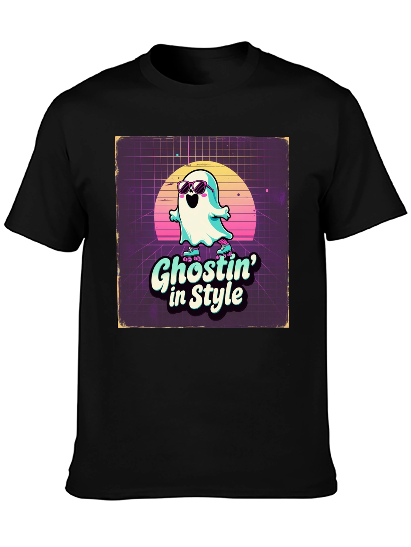 Black Ghostin' in Style Retro T-Shirt view 3