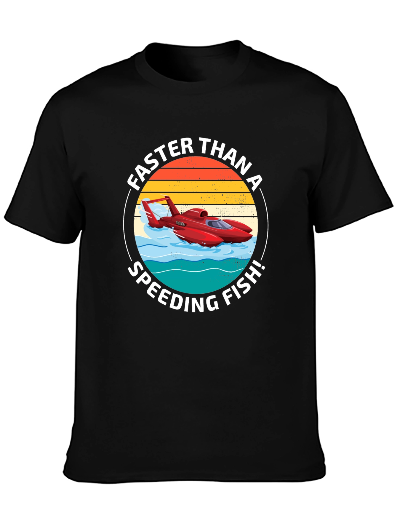 Black Faster Than a Speeding Fish T-Shirt view 3