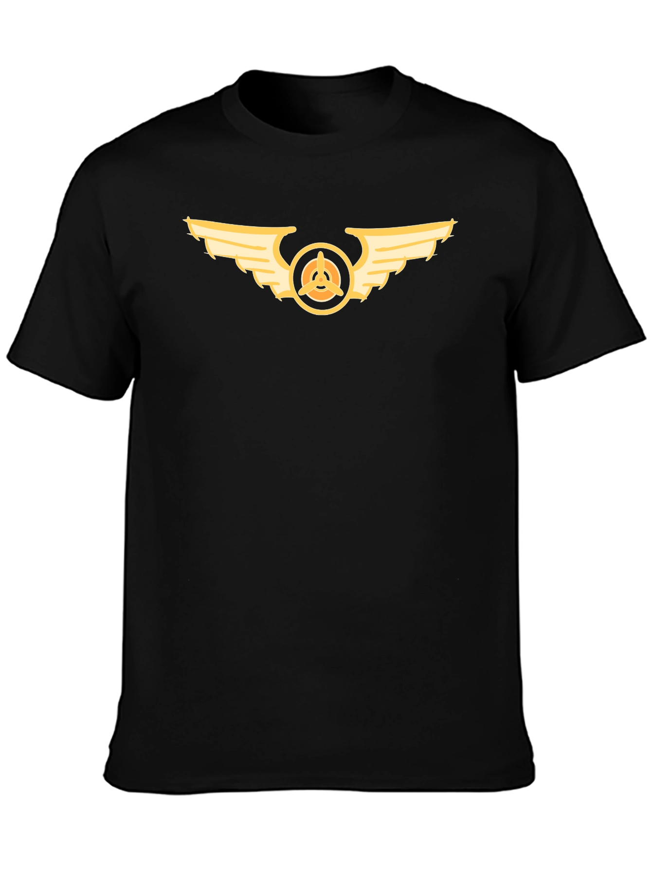 Black Winged Propeller Graphic Black Tee view 3