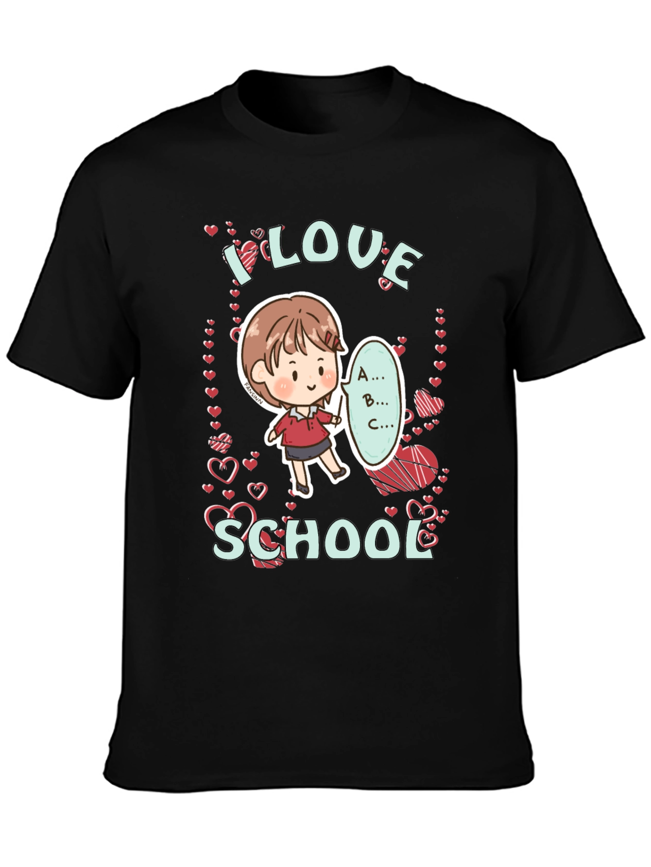 Black I Love School T-Shirt view 3