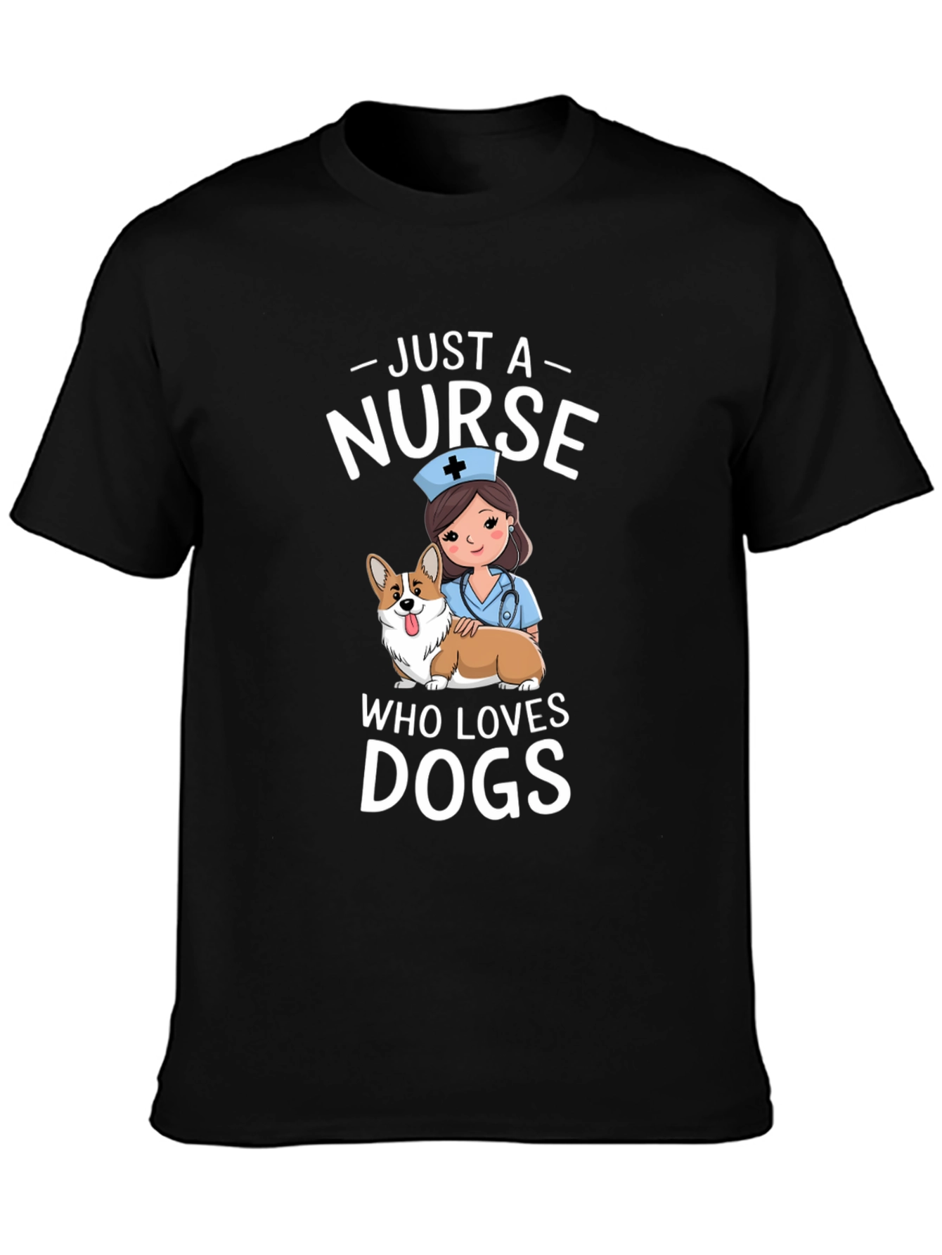 Black Just A Nurse Who Loves Dogs T-Shirt view 3