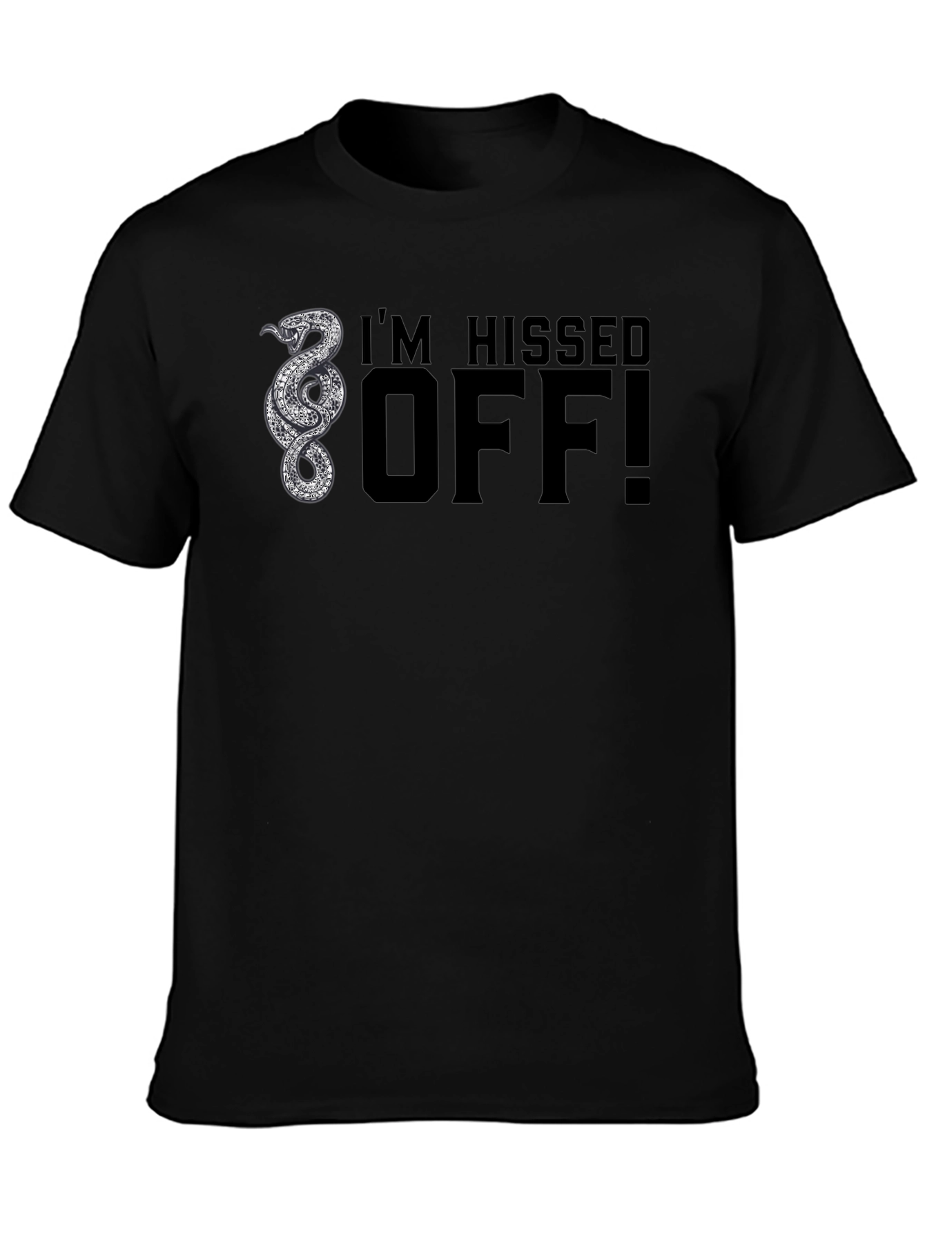 Black Hissed Off Graphic Tee - Funny Snake T-Shirt view 3