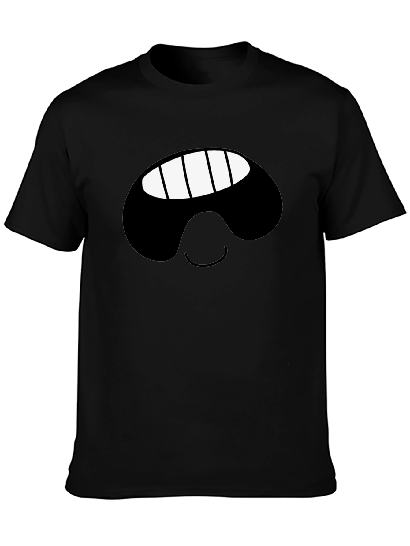 Black Smiling Face Black T-Shirt view 3