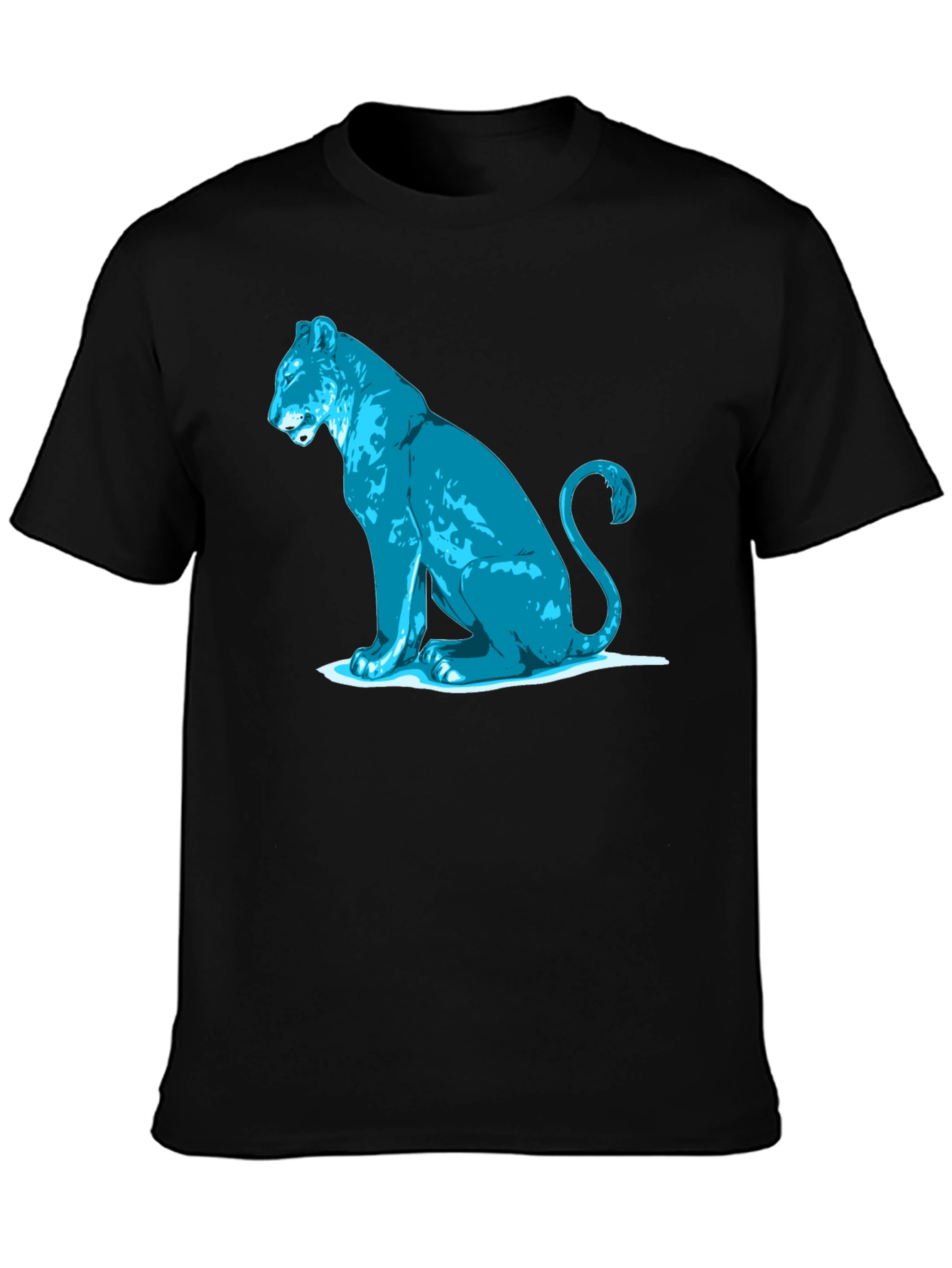 Black Cool Cat Graphic Tee - Black Cotton T-Shirt view 3
