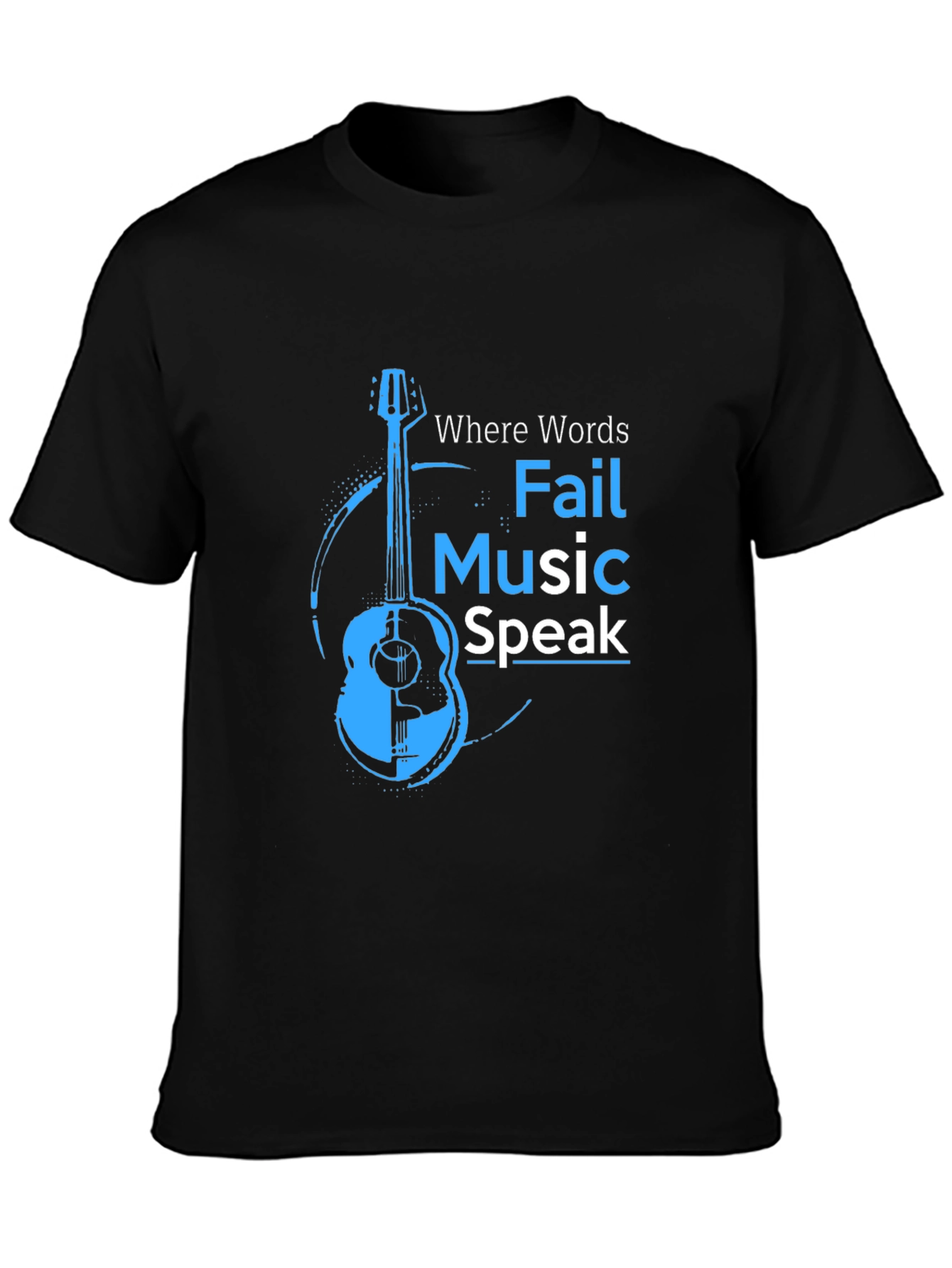 Black Music Speaks T-Shirt - Acoustic Guitar Design view 3