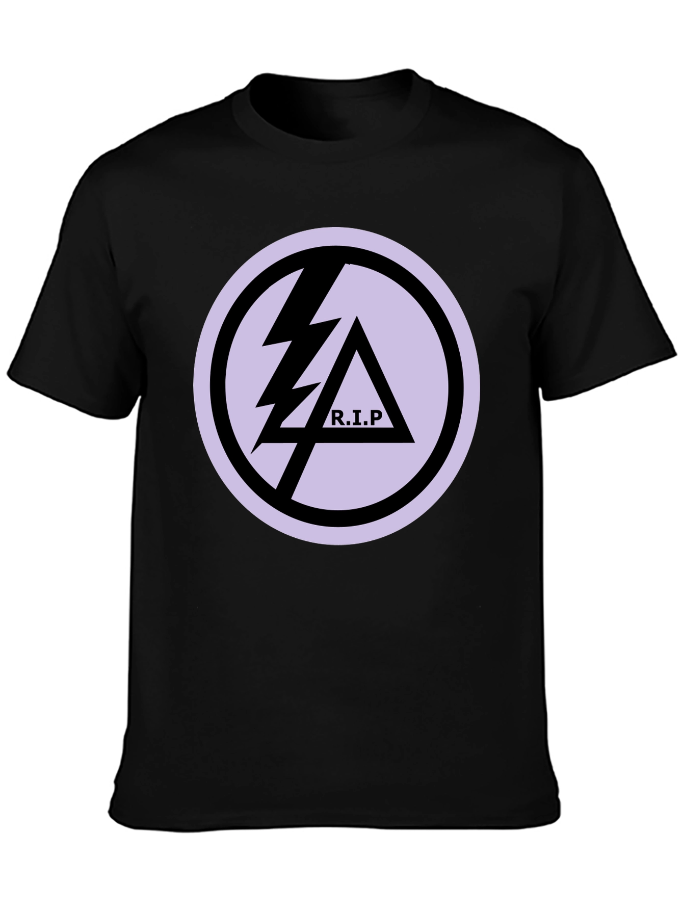 Black Black T-Shirt with R.I.P Lightning Bolt Graphic Print view 3
