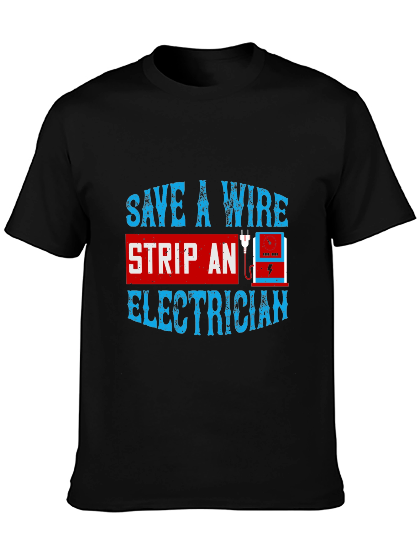 Black Electrician T-Shirt: Save A Wire Humor Tee view 3