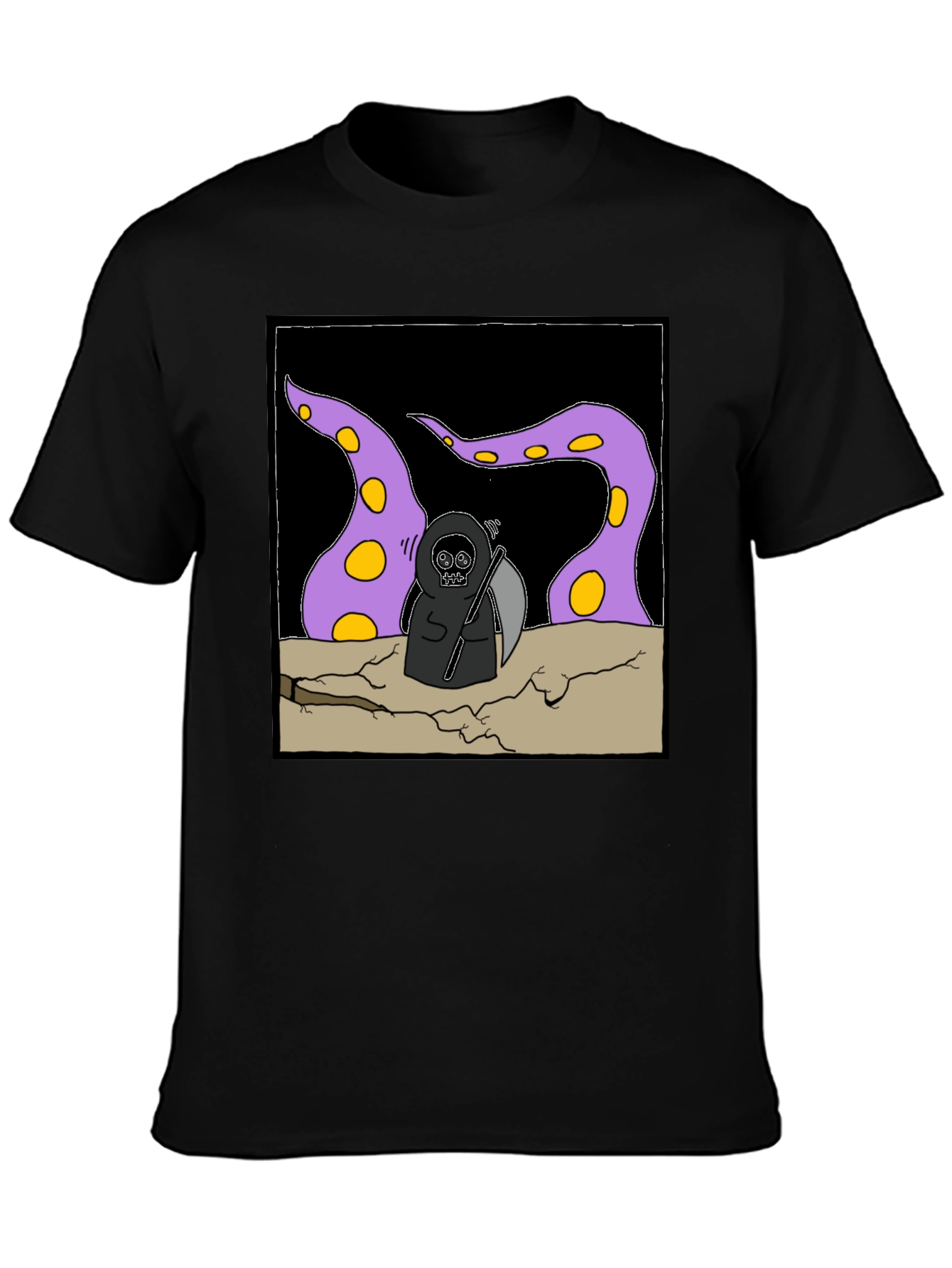 Black Grim Reaper Tentacle T-Shirt view 3