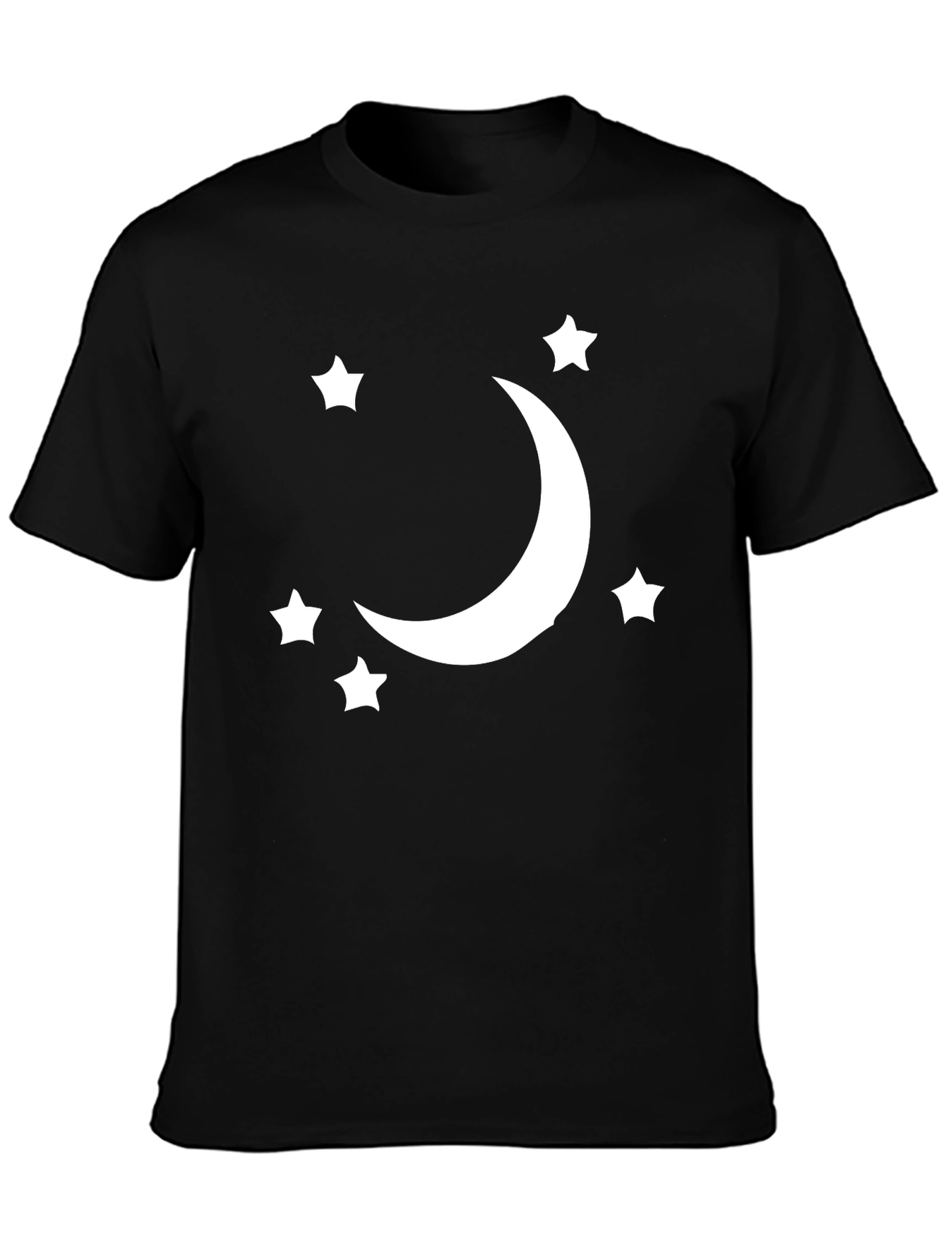 Black Crescent Moon & Stars Graphic Tee - Black Cotton Blend view 3