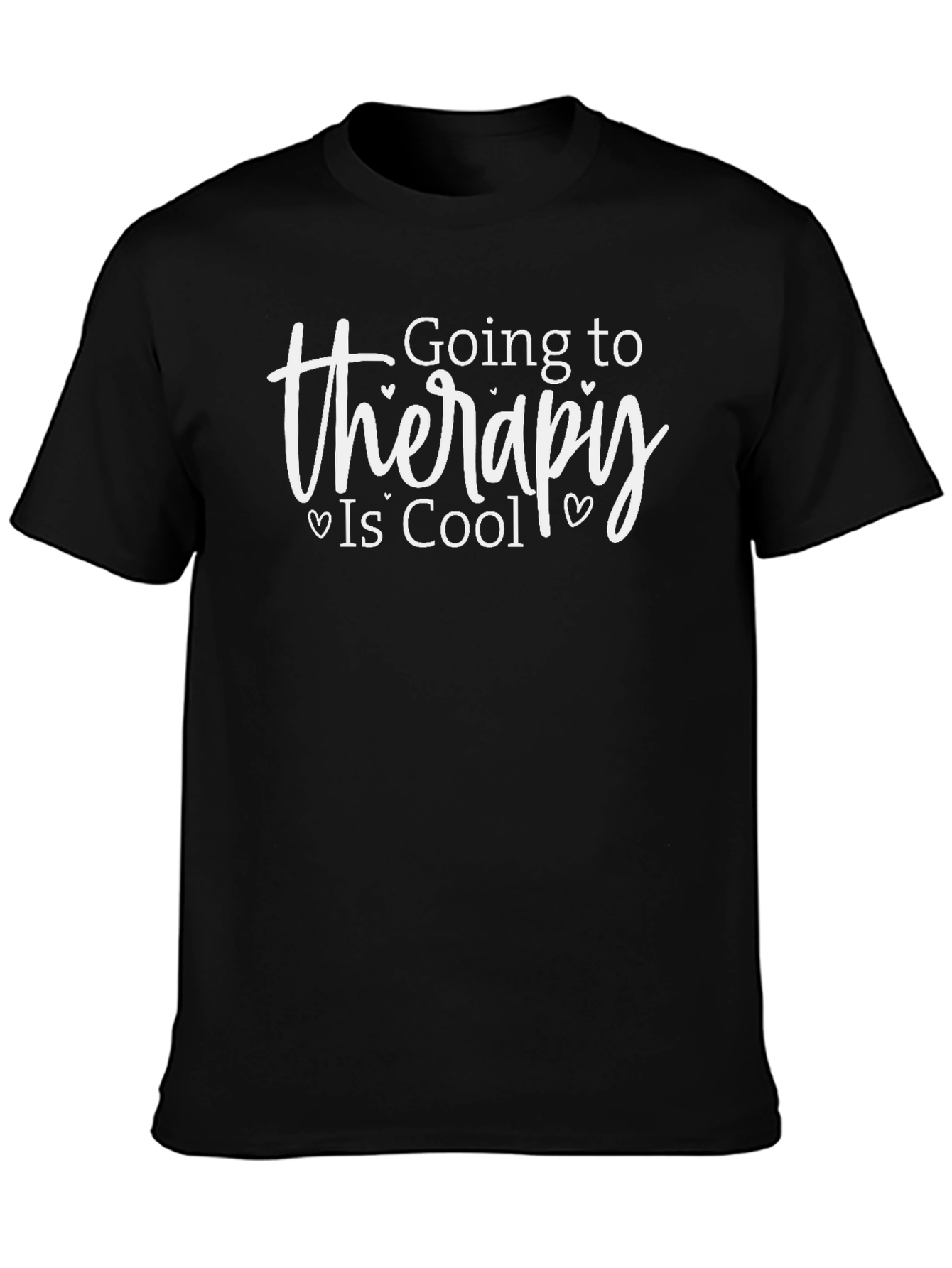 Black Therapy Is Cool Graphic Tee - Black Casual T-Shirt view 3