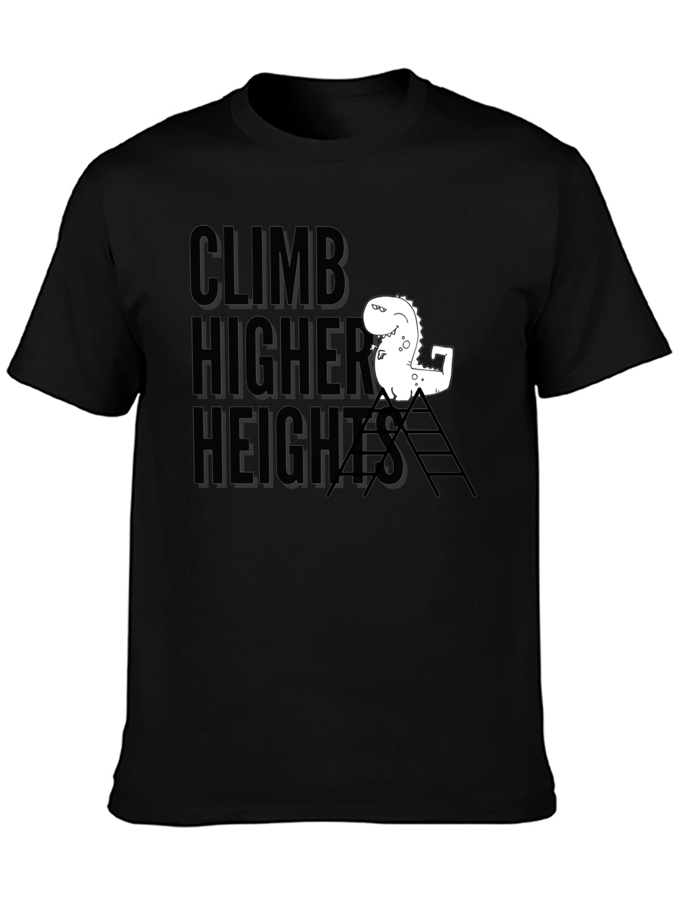 Black Climb Higher Heights Dino Graphic Tee view 3