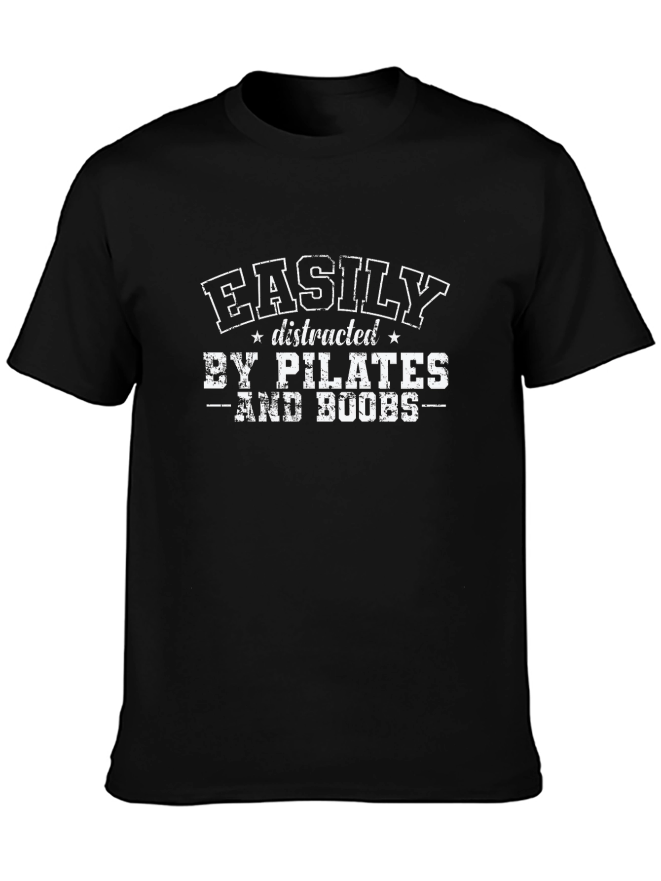 Black Easily Distracted by Pilates and Boobs T-Shirt view 3