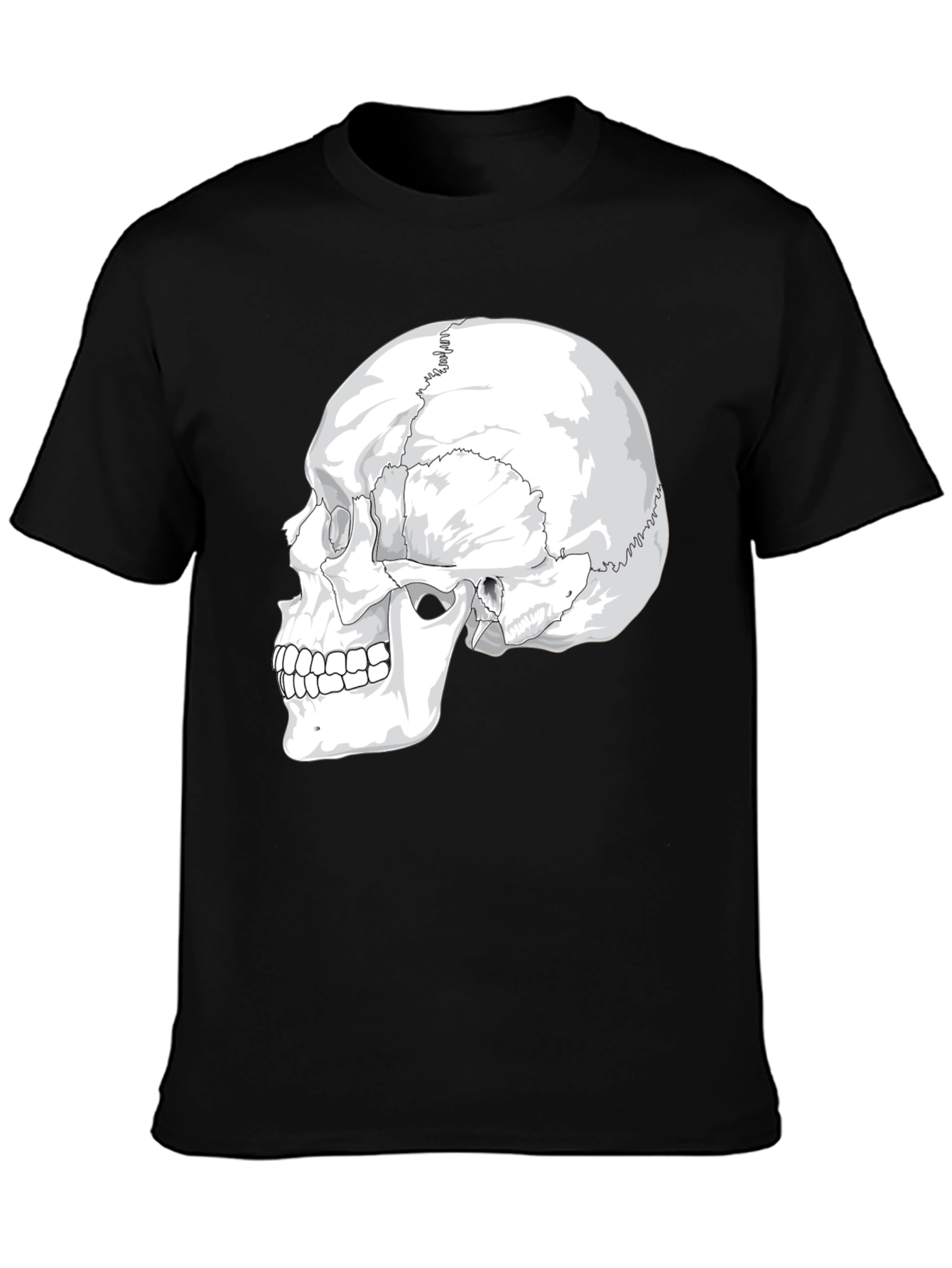 Black Skull Graphic Black T-Shirt - Men's Casual Tee view 3