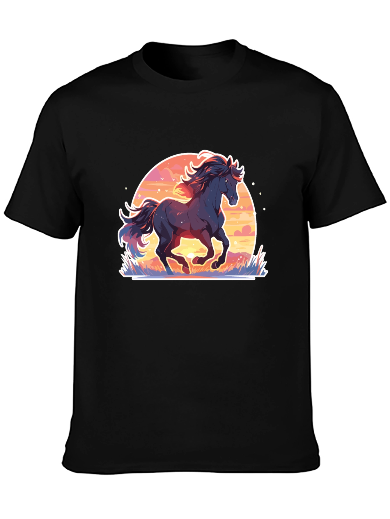 Black Majestic Horse Graphic Tee - Black Cotton Comfort view 3