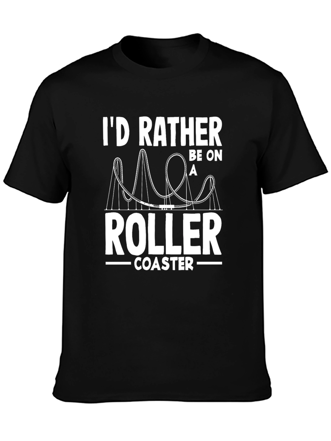 Black Roller Coaster Enthusiast T-Shirt - Ride Lover Tee view 3