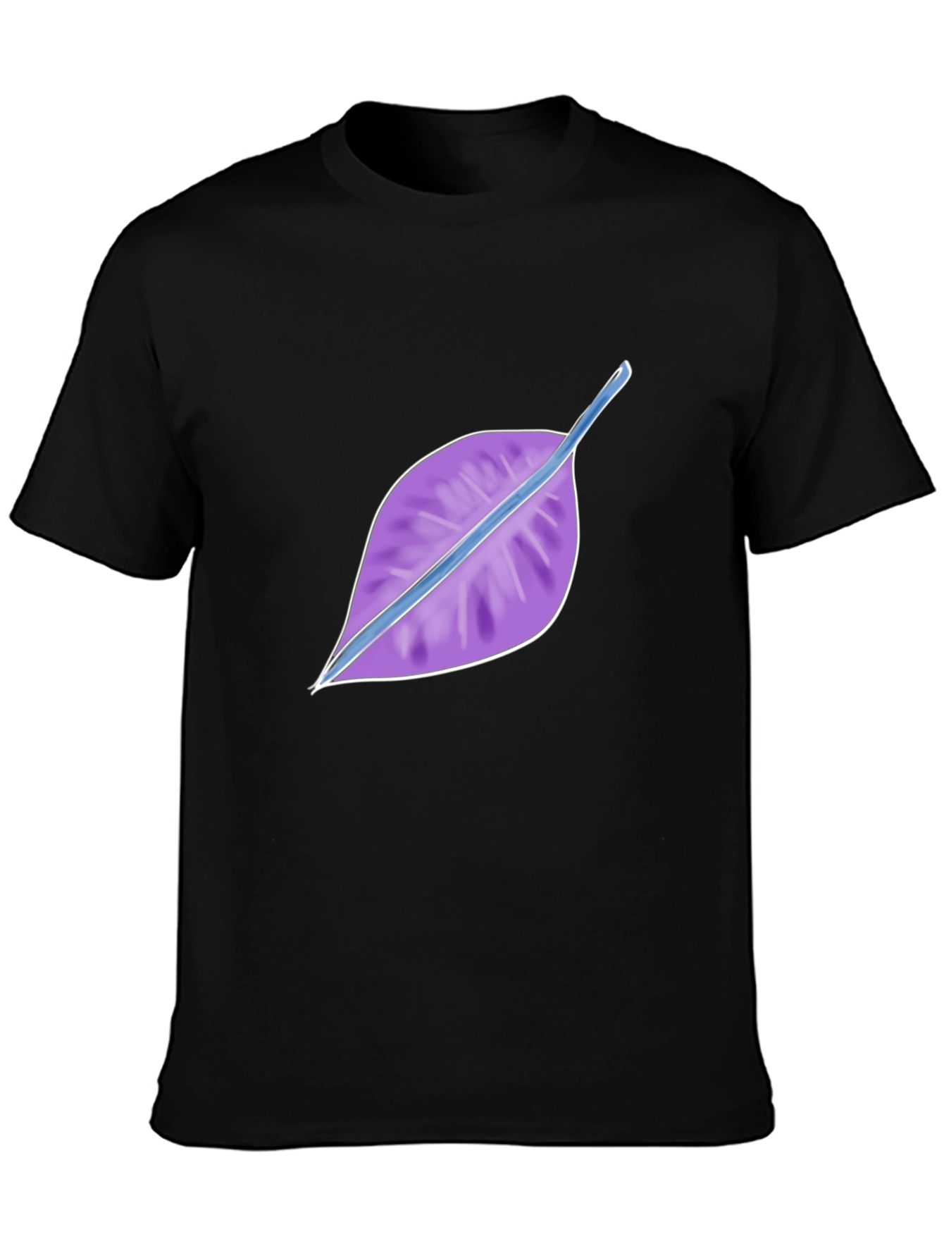 Black Leaf Design Black T-Shirt view 3