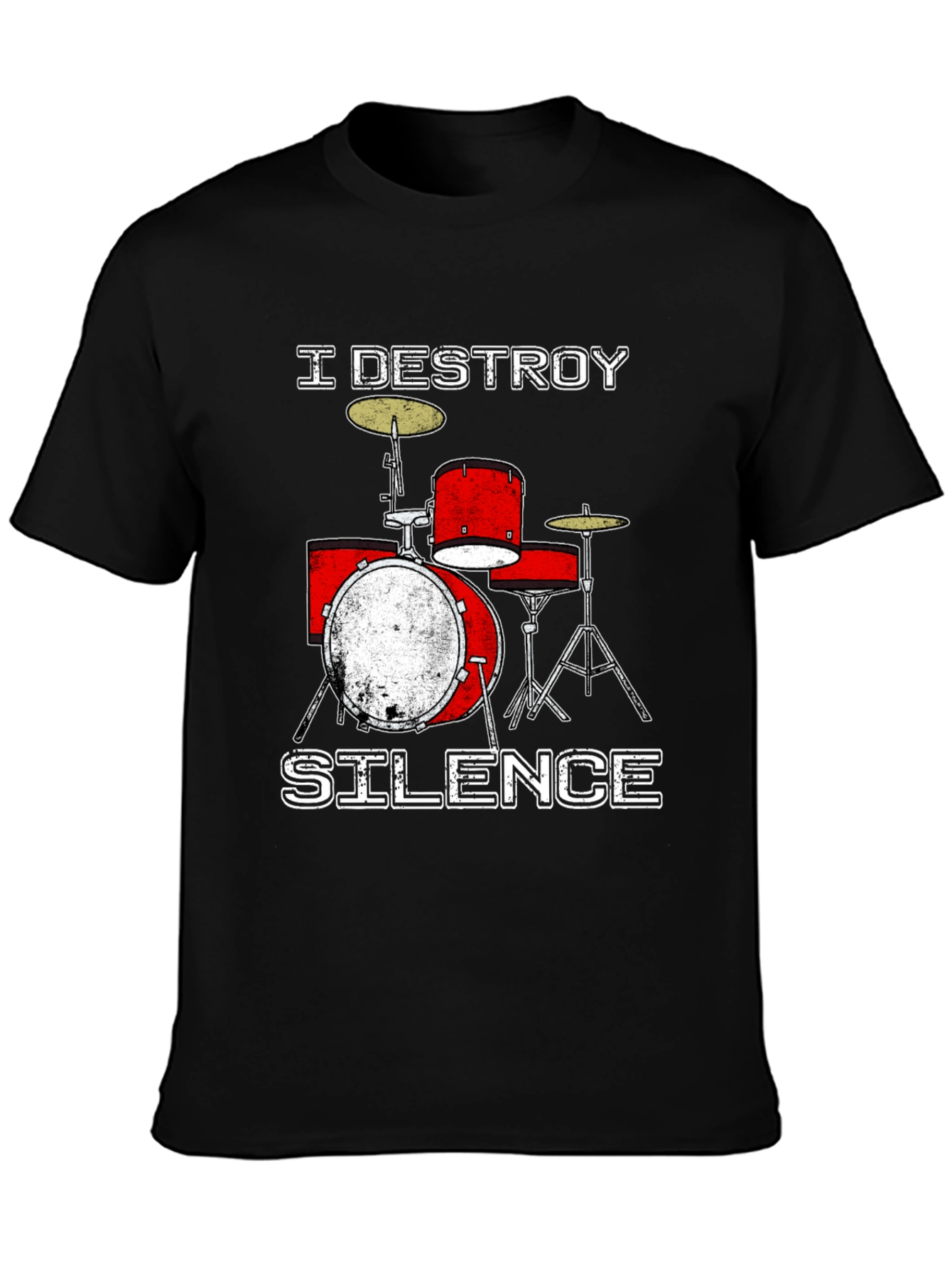 Black I Destroy Silence Drummer T-Shirt view 3
