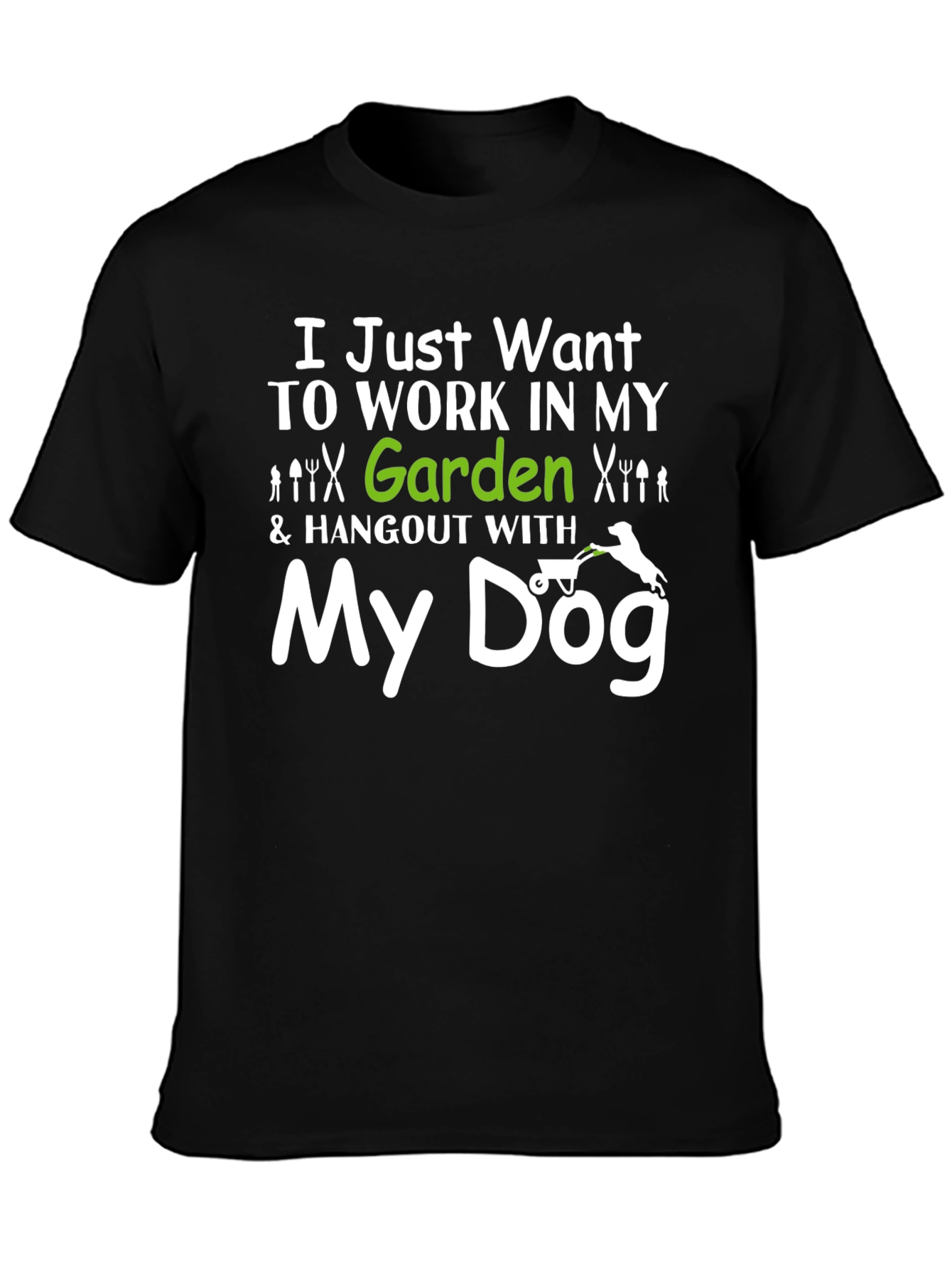 Black Gardening & Dog Lover T-Shirt - "My Dog" Design view 3
