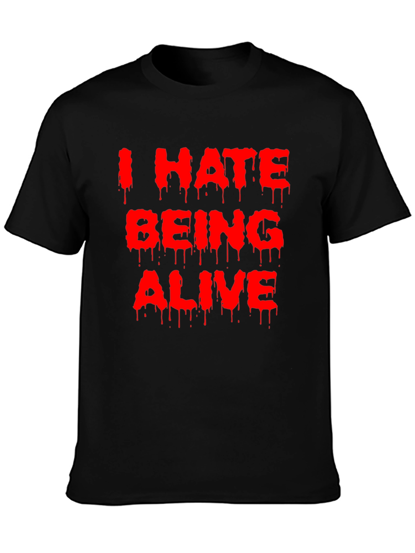 Black I Hate Being Alive Graphic Tee - Black Novelty T-Shirt view 3