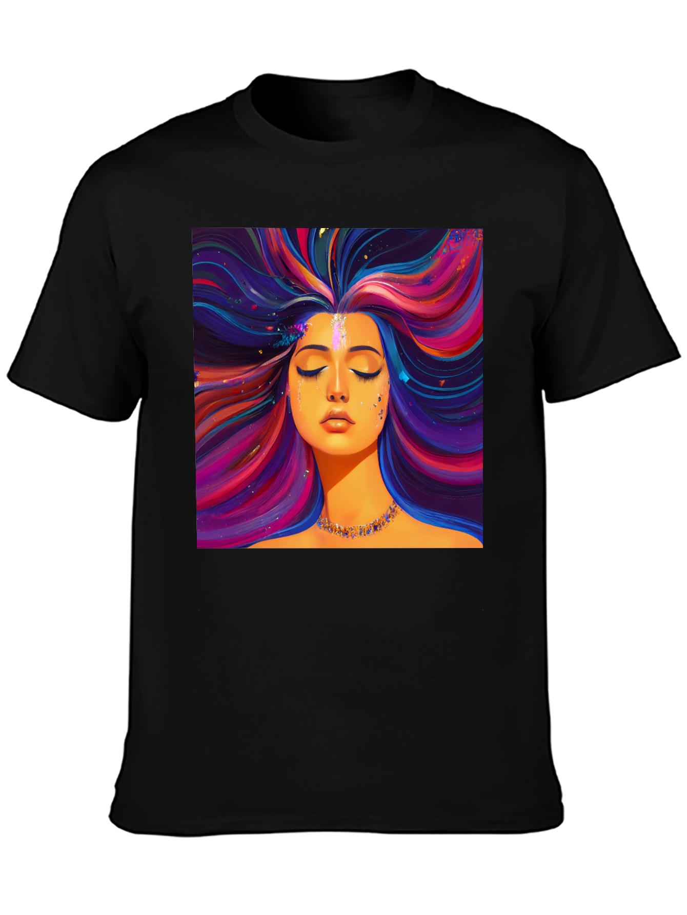 Black Vibrant Woman Graphic Black T-Shirt view 3