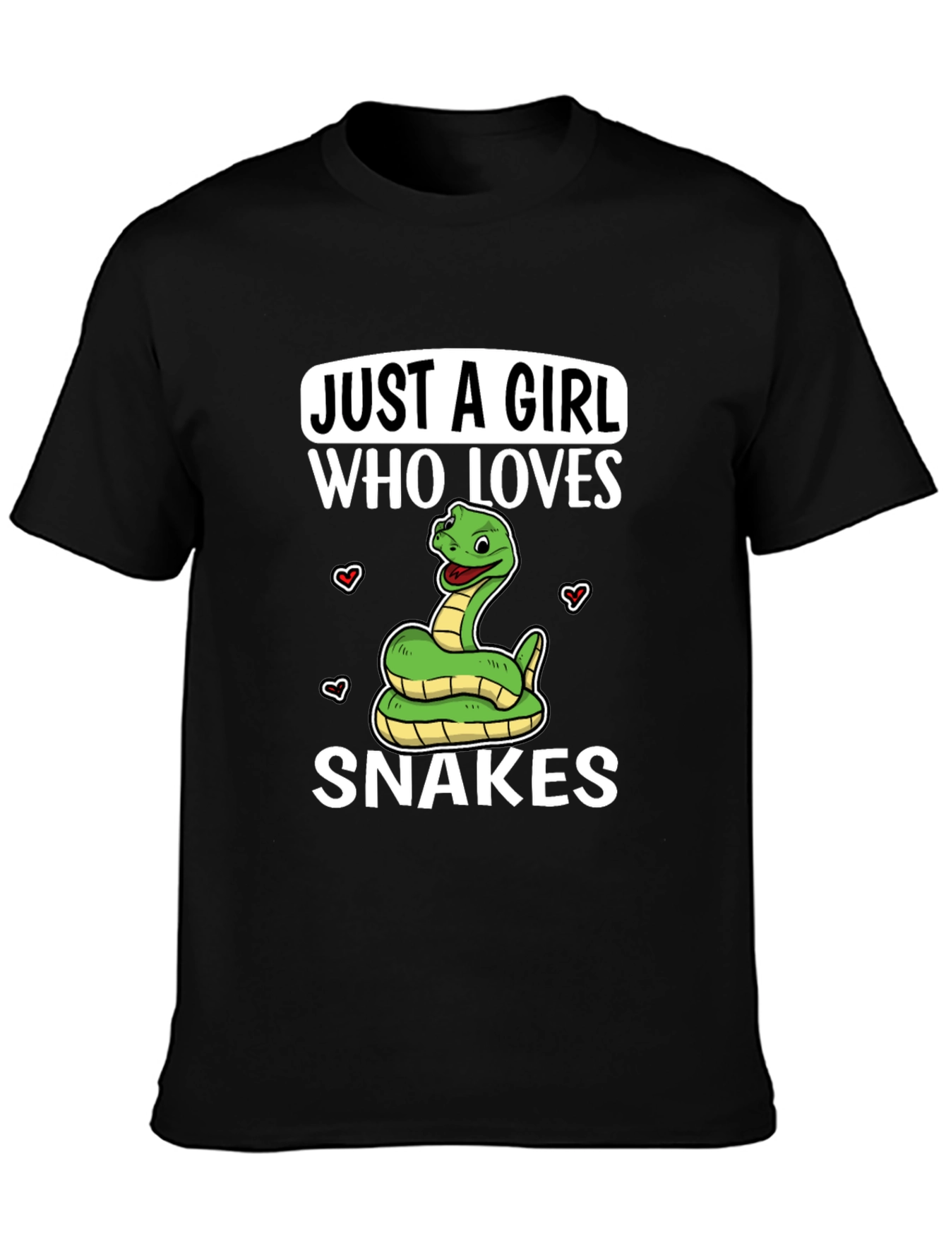 Black Just a Girl Who Loves Snakes T-Shirt view 3