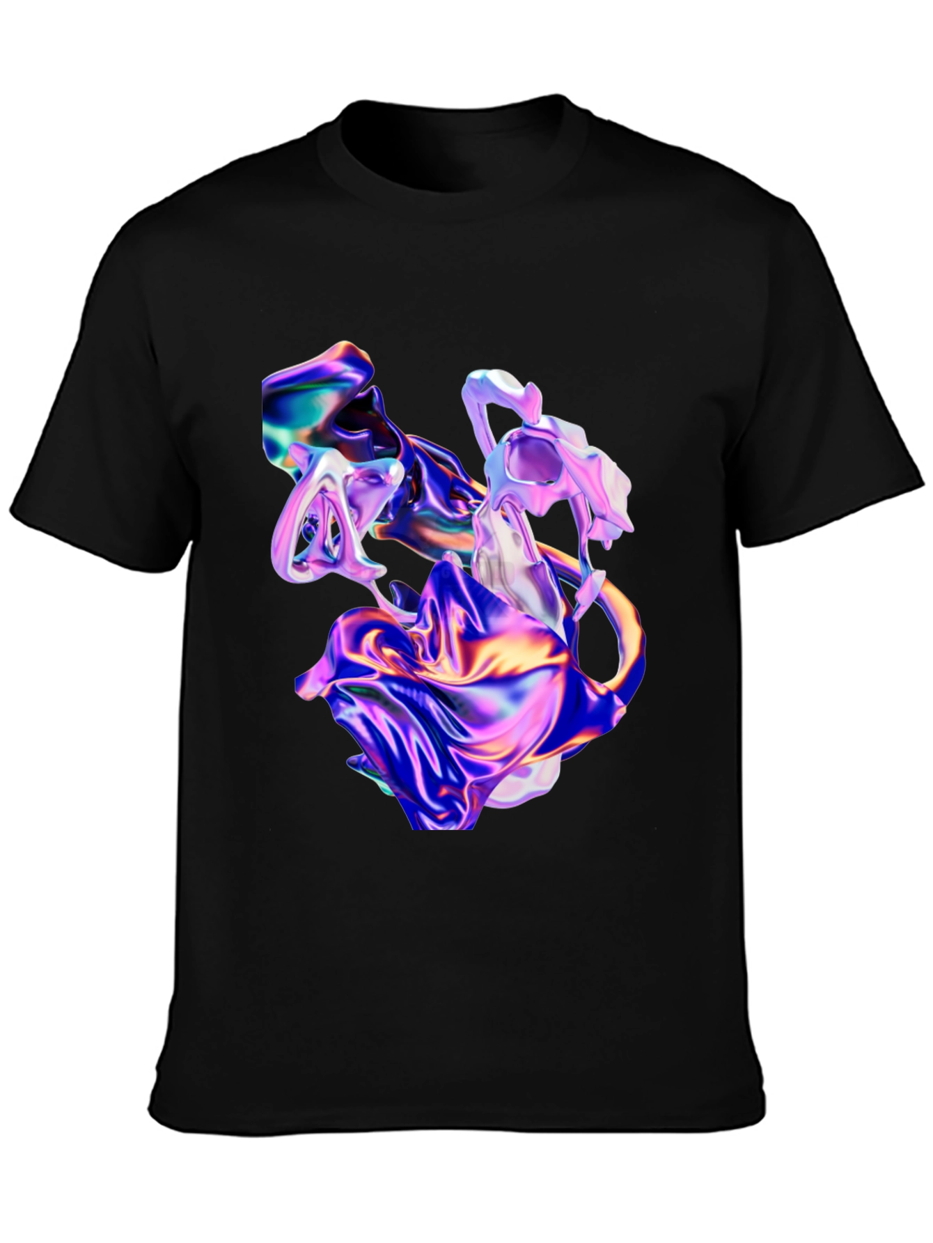 Black Iridescent Abstract Art Black T-Shirt view 3