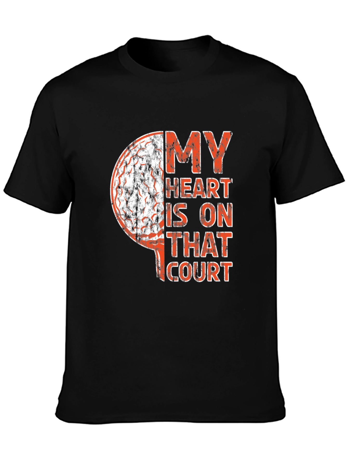 Black Basketball Heart Graphic Tee - Sports Fan Apparel view 3
