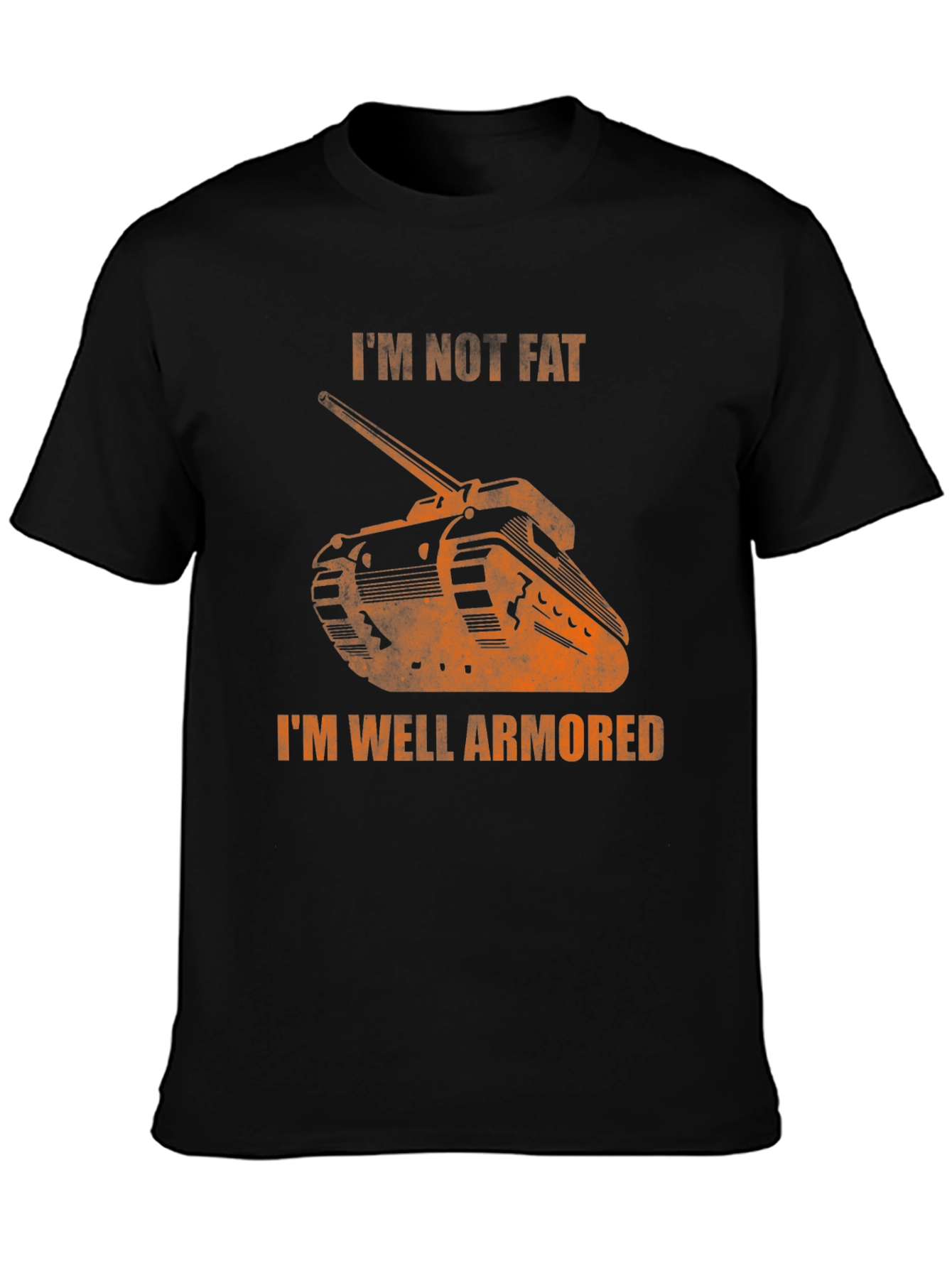 Black Funny Tank Graphic T-Shirt: I'm Not Fat, I'm Well Armored view 3