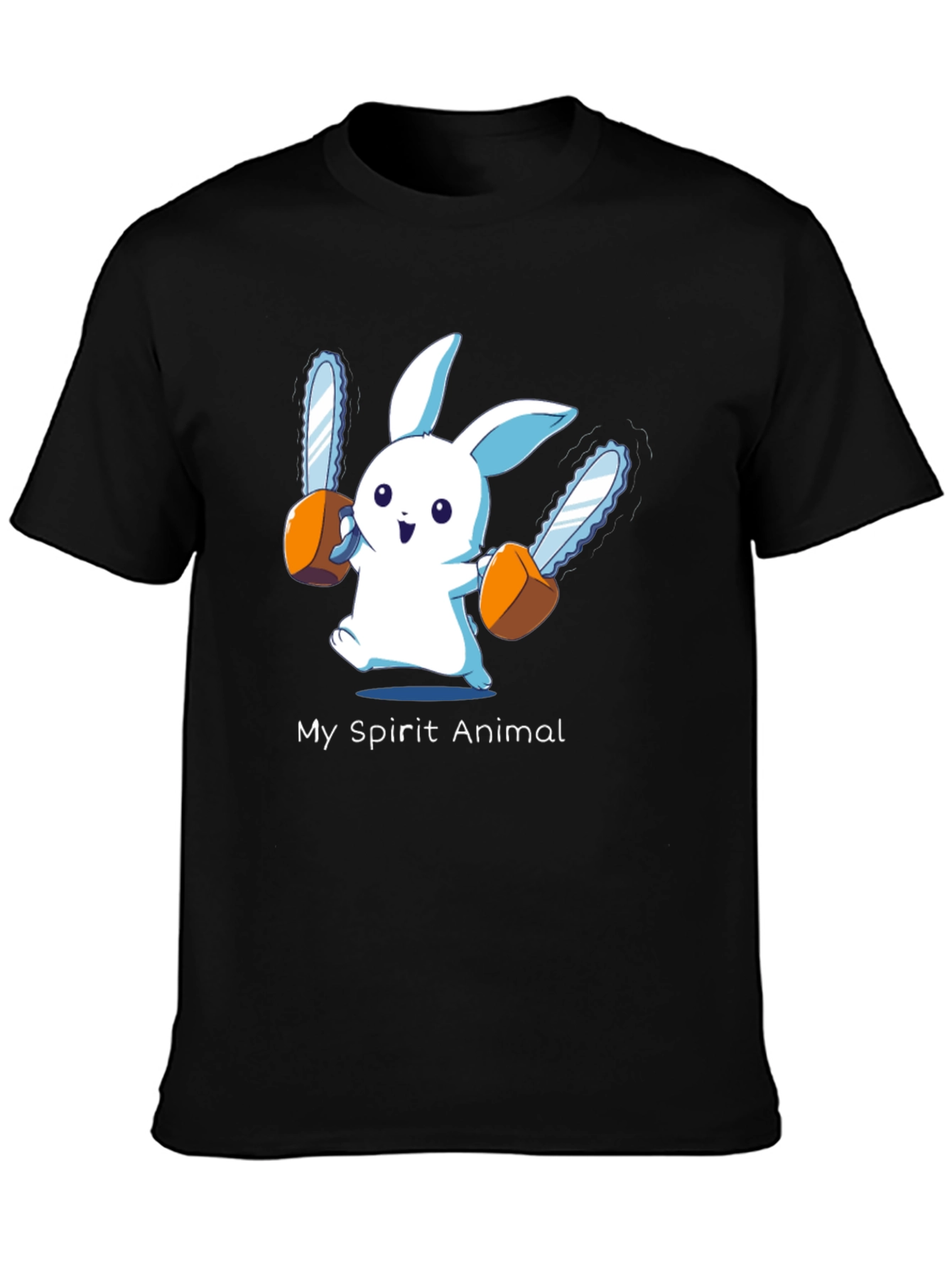 Black My Spirit Animal Chainsaw Bunny Graphic Tee view 3