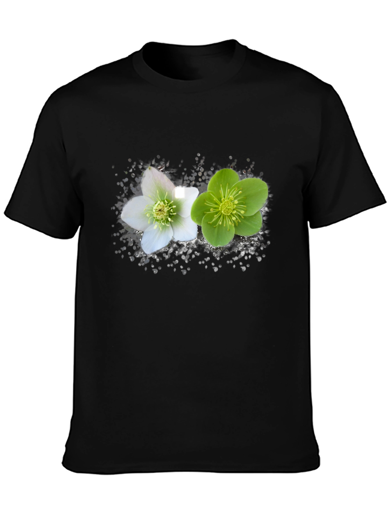 Black Floral Graphic Black T-Shirt - Nature Inspired Tee view 3