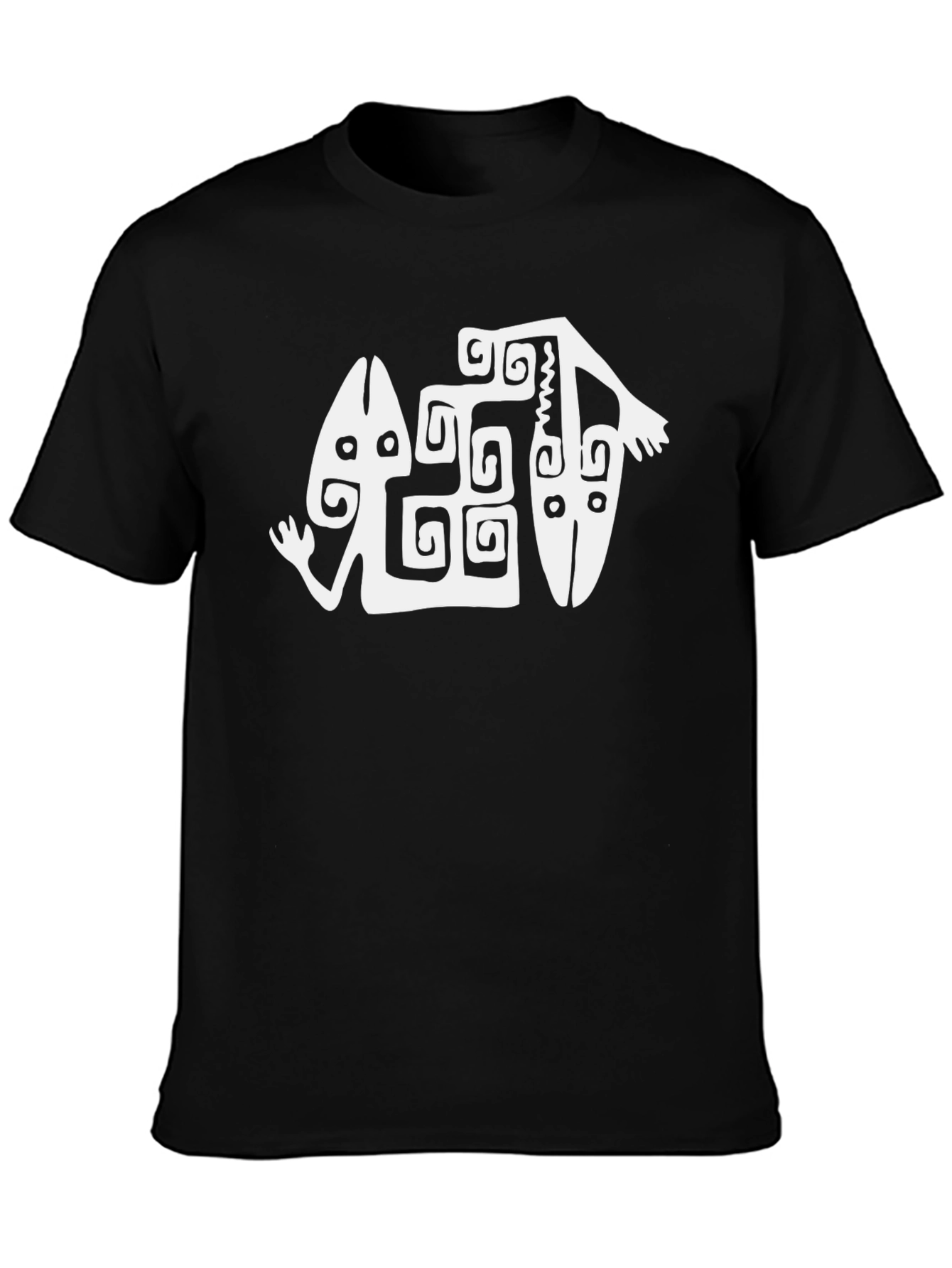 Black Tribal Art Graphic Tee - Black Cotton Blend view 3