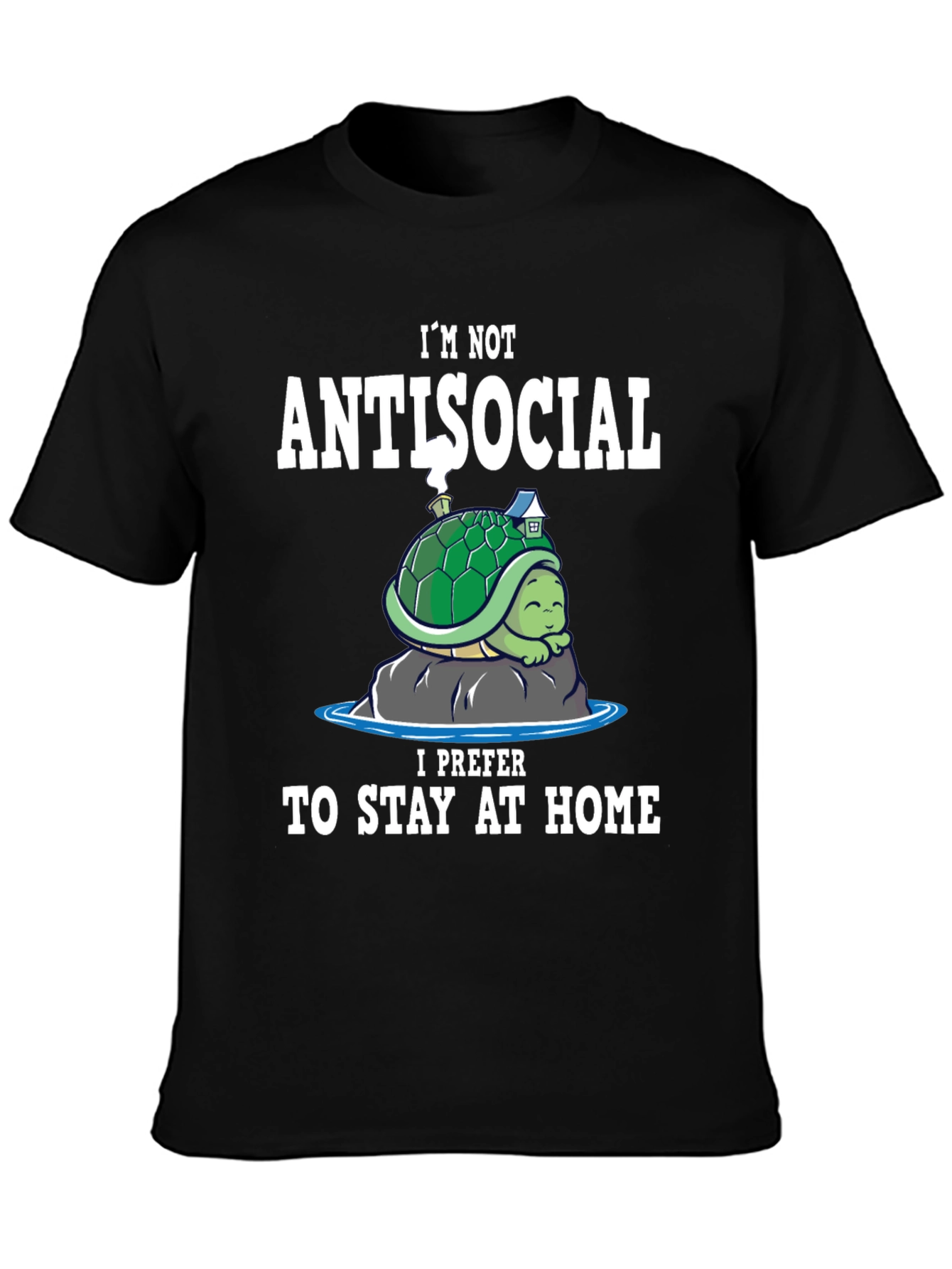 Black Antisocial Turtle Homebody T-Shirt view 3