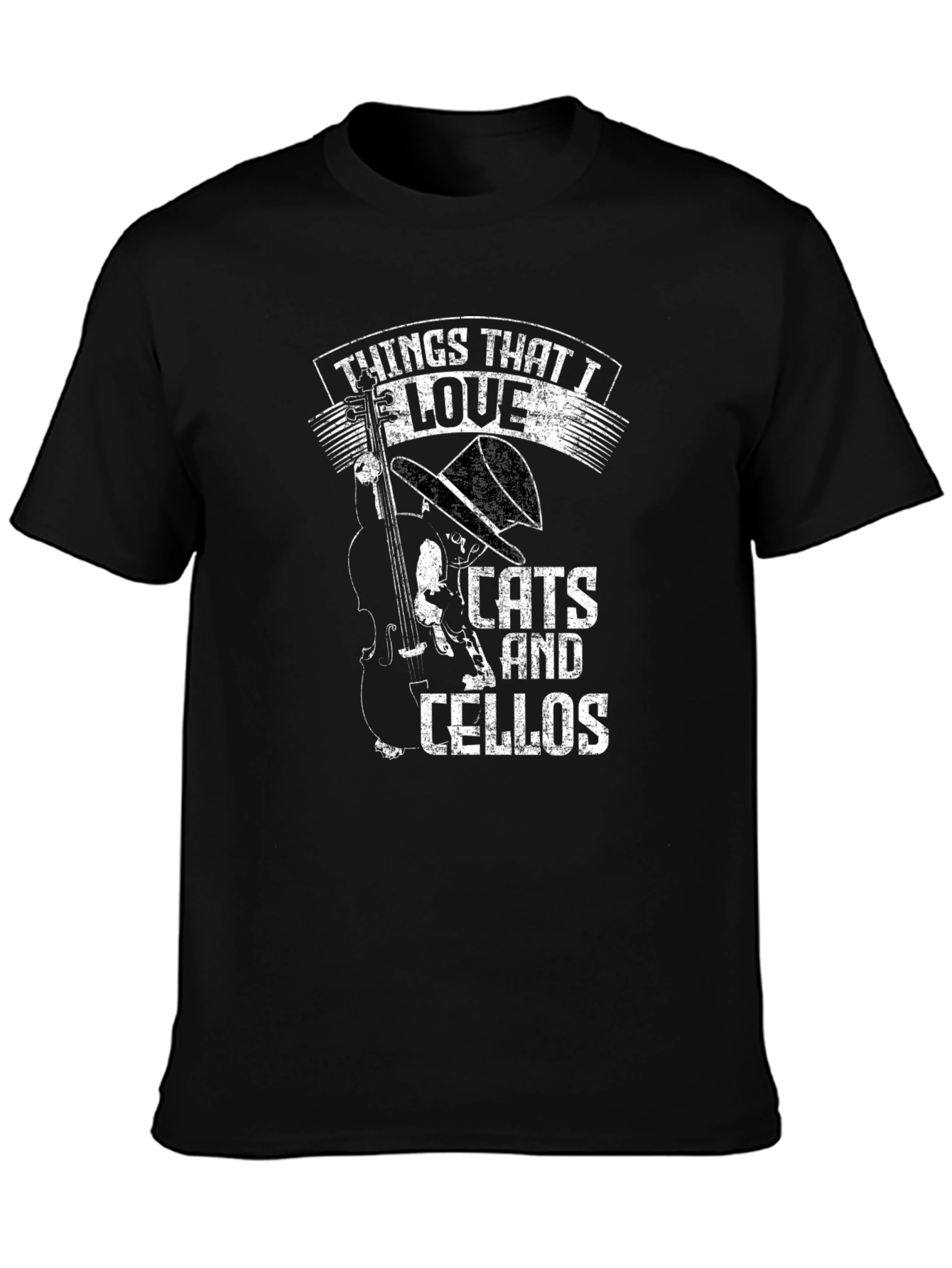 Black Cats and Cellos Black T-Shirt view 3