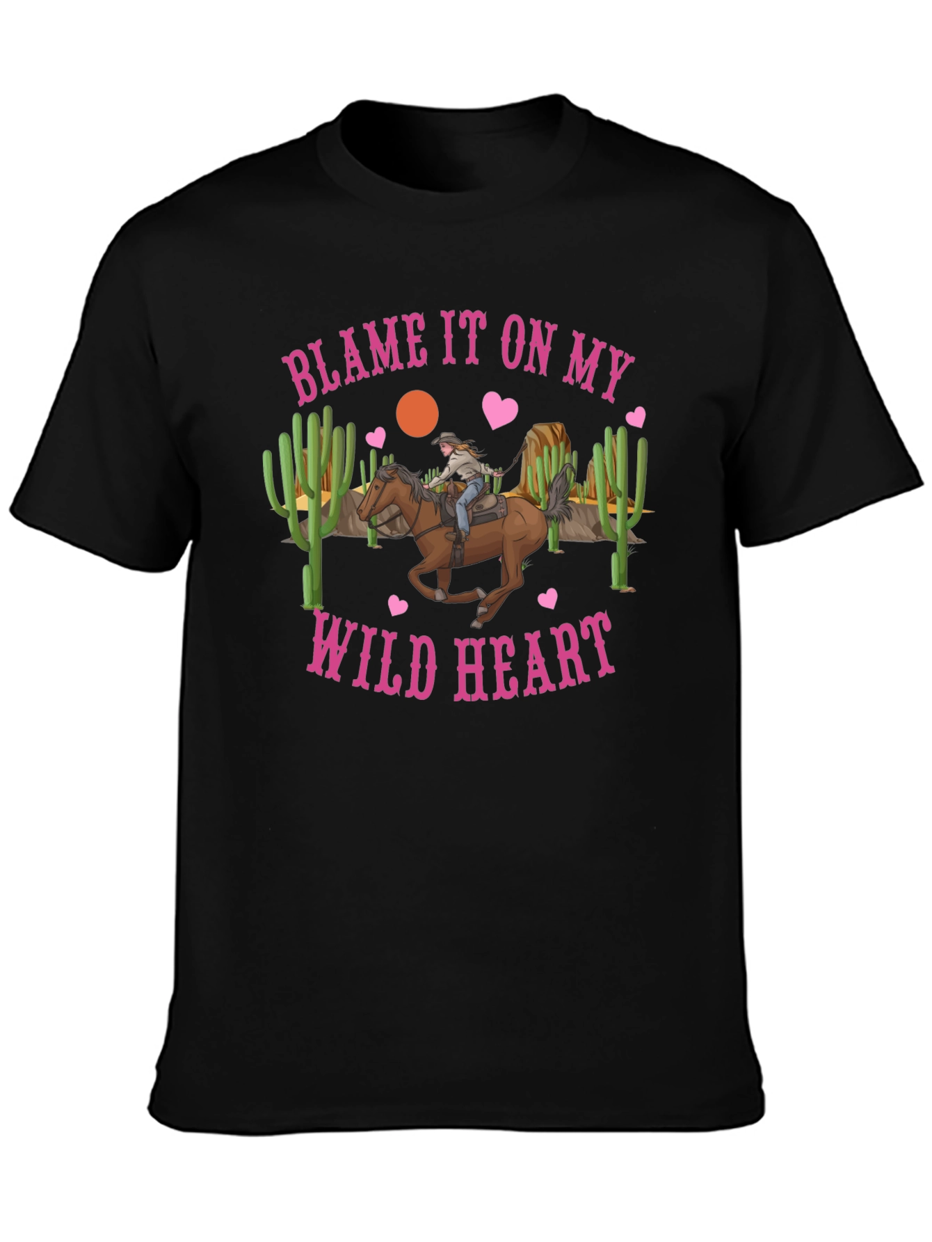 Black Blame It On My Wild Heart Graphic Tee view 3