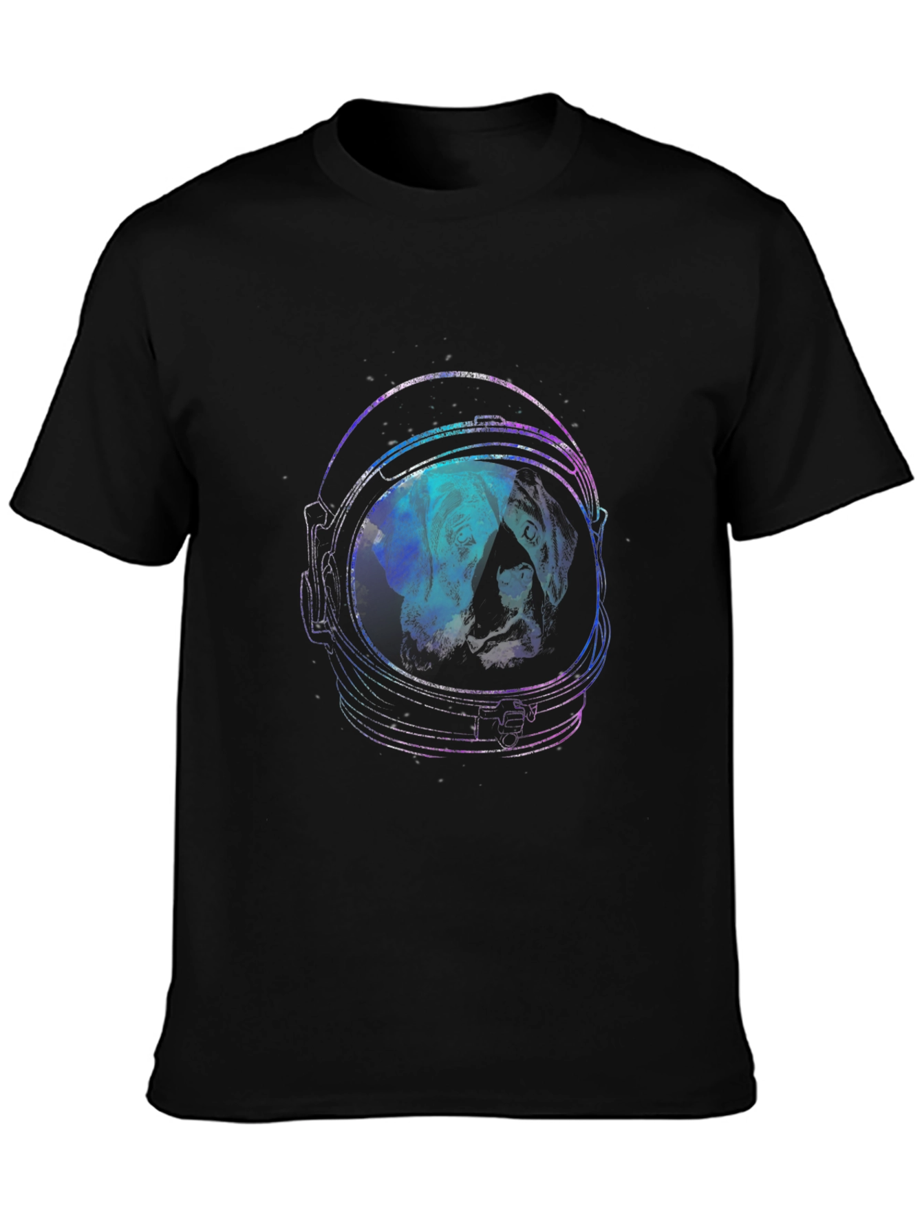 Black Astronaut Dog Graphic Tee - Black Cotton T-Shirt view 3