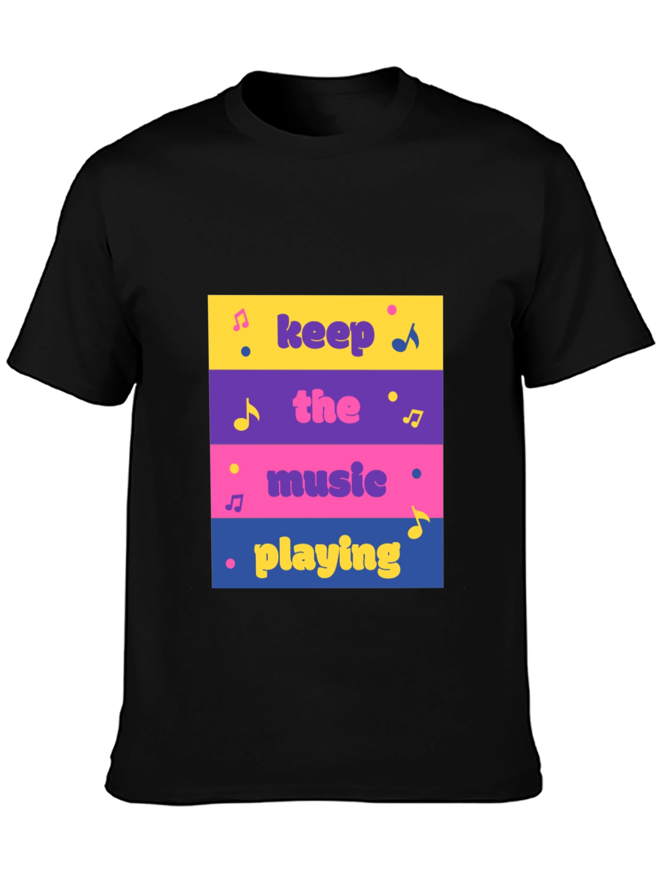 Black Keep The Music Playing Graphic Tee view 3