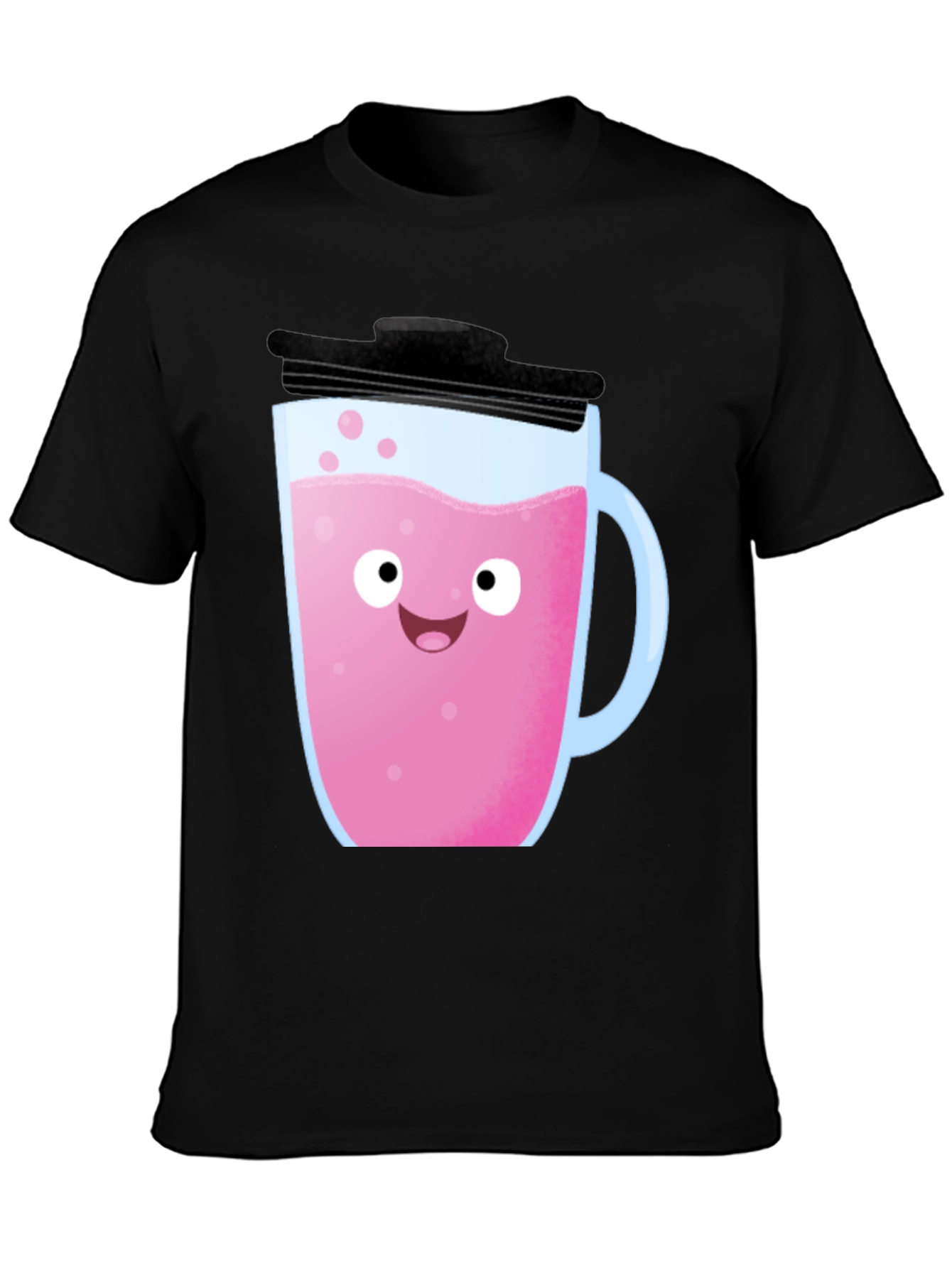 Black Cute Pink Drink Graphic Tee - Fun Kawaii Style! view 3