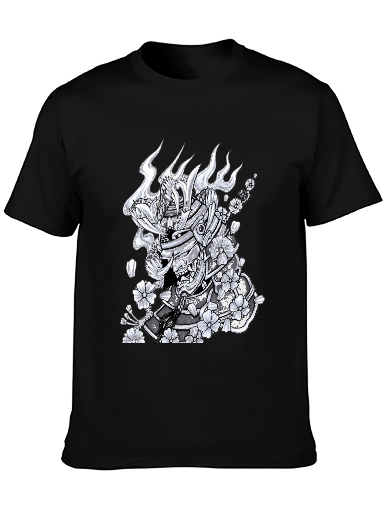 Black Samurai Warrior Graphic T-Shirt - Men's Black Tee view 3