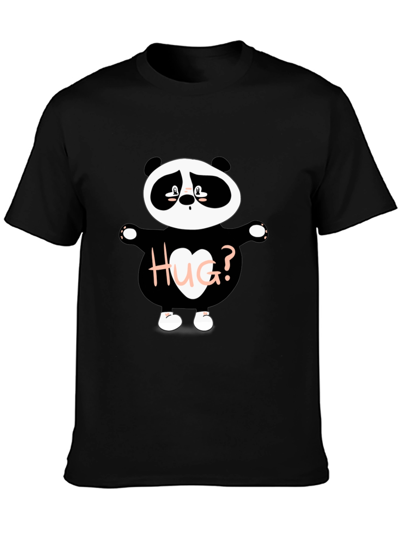Black Cute Panda 'Hug?' Graphic T-Shirt view 3