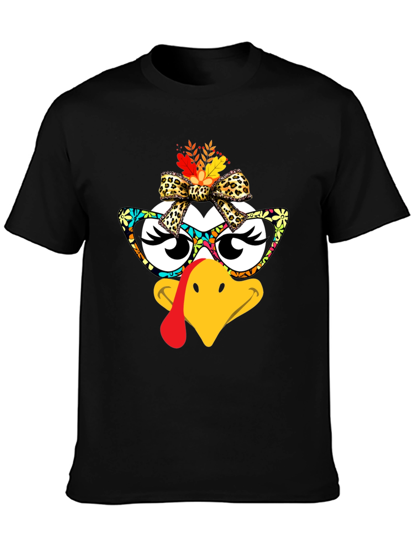 Black Thanksgiving Turkey Face T-Shirt view 3