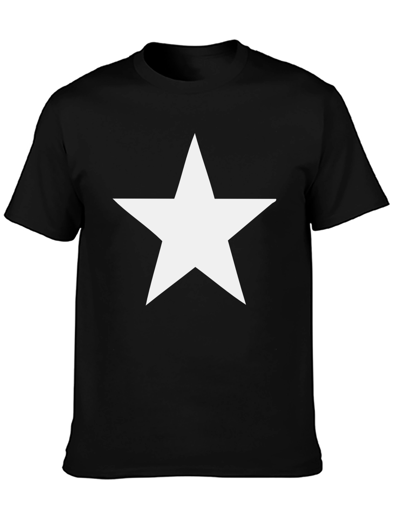 Black Bold Star Graphic Tee - Classic Black Cotton Shirt view 3