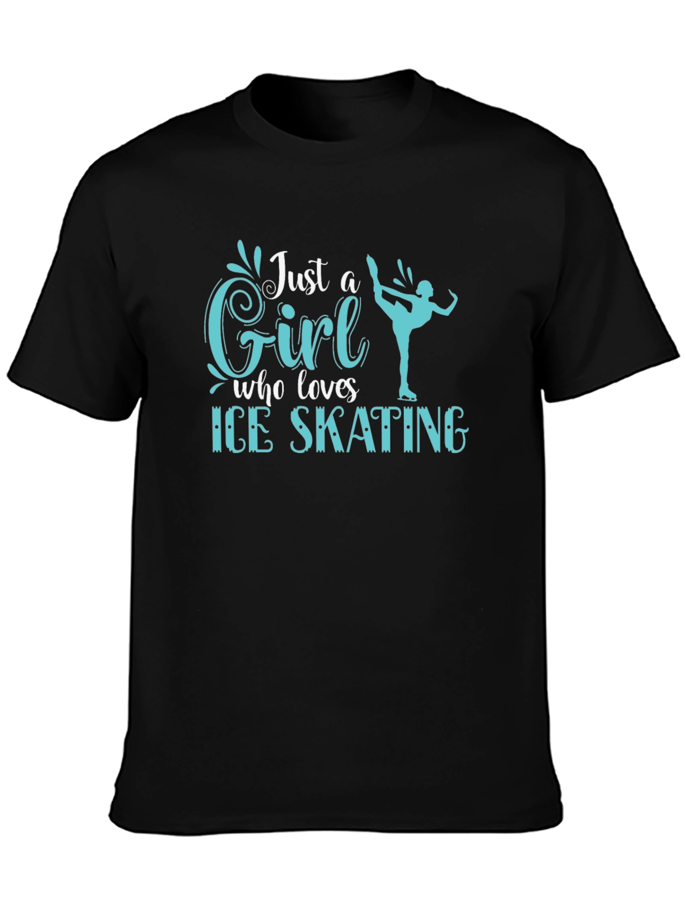 Black Just a Girl Who Loves Ice Skating T-Shirt view 3